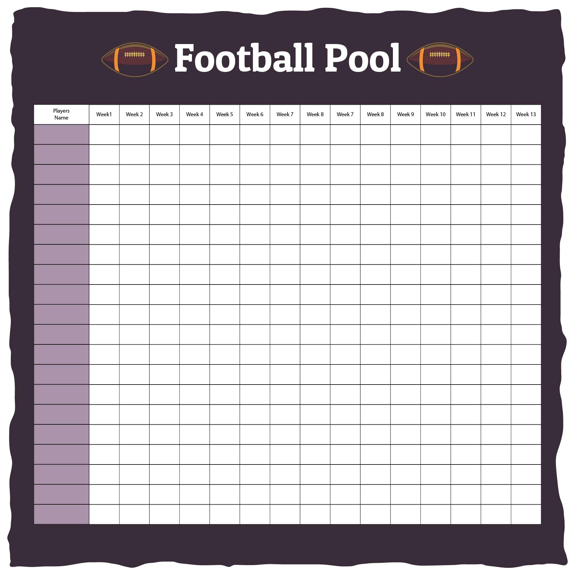 Blank Printable Football Pool Sheets