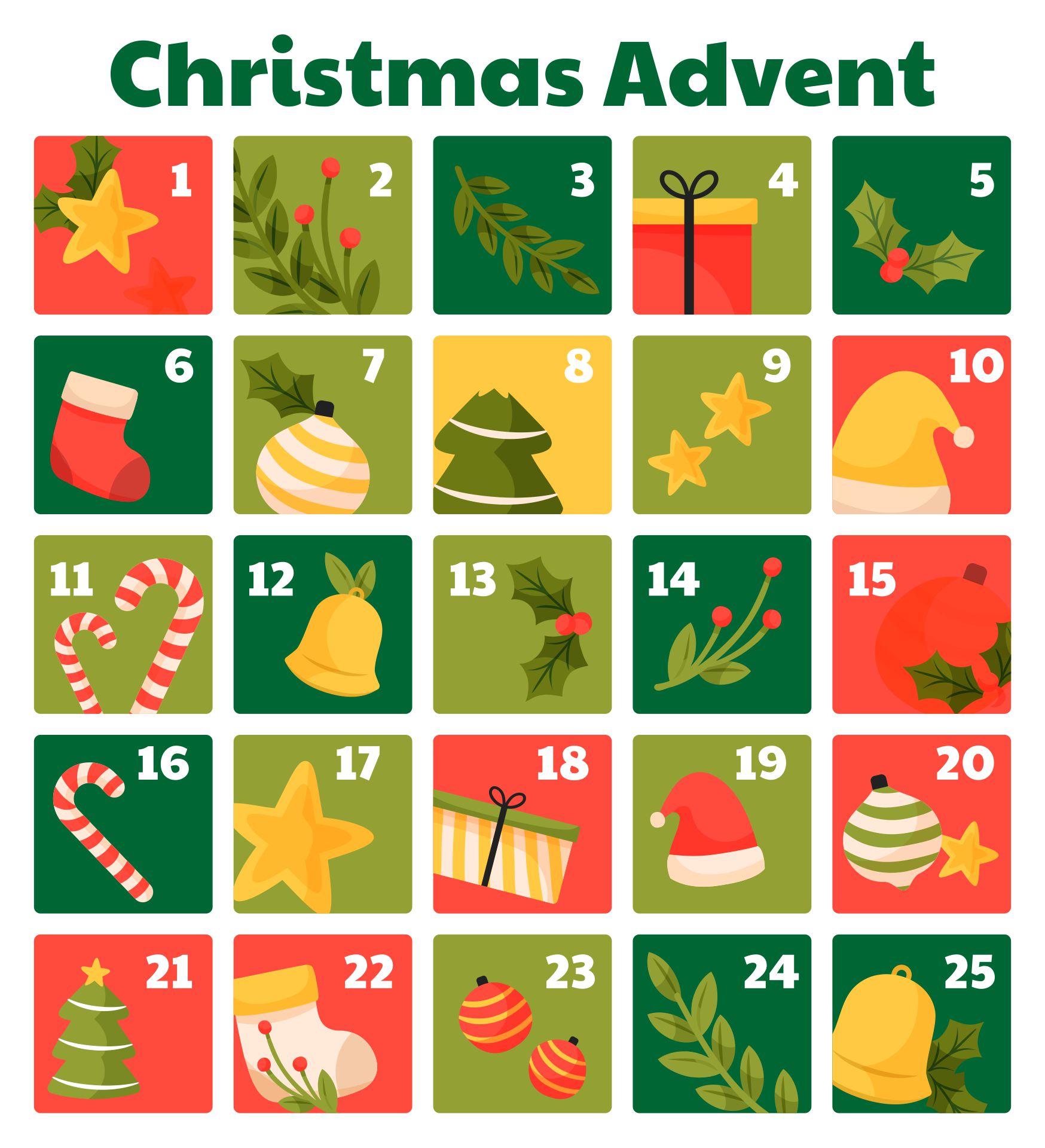 Christmas Advent Calendar Printable Numbers