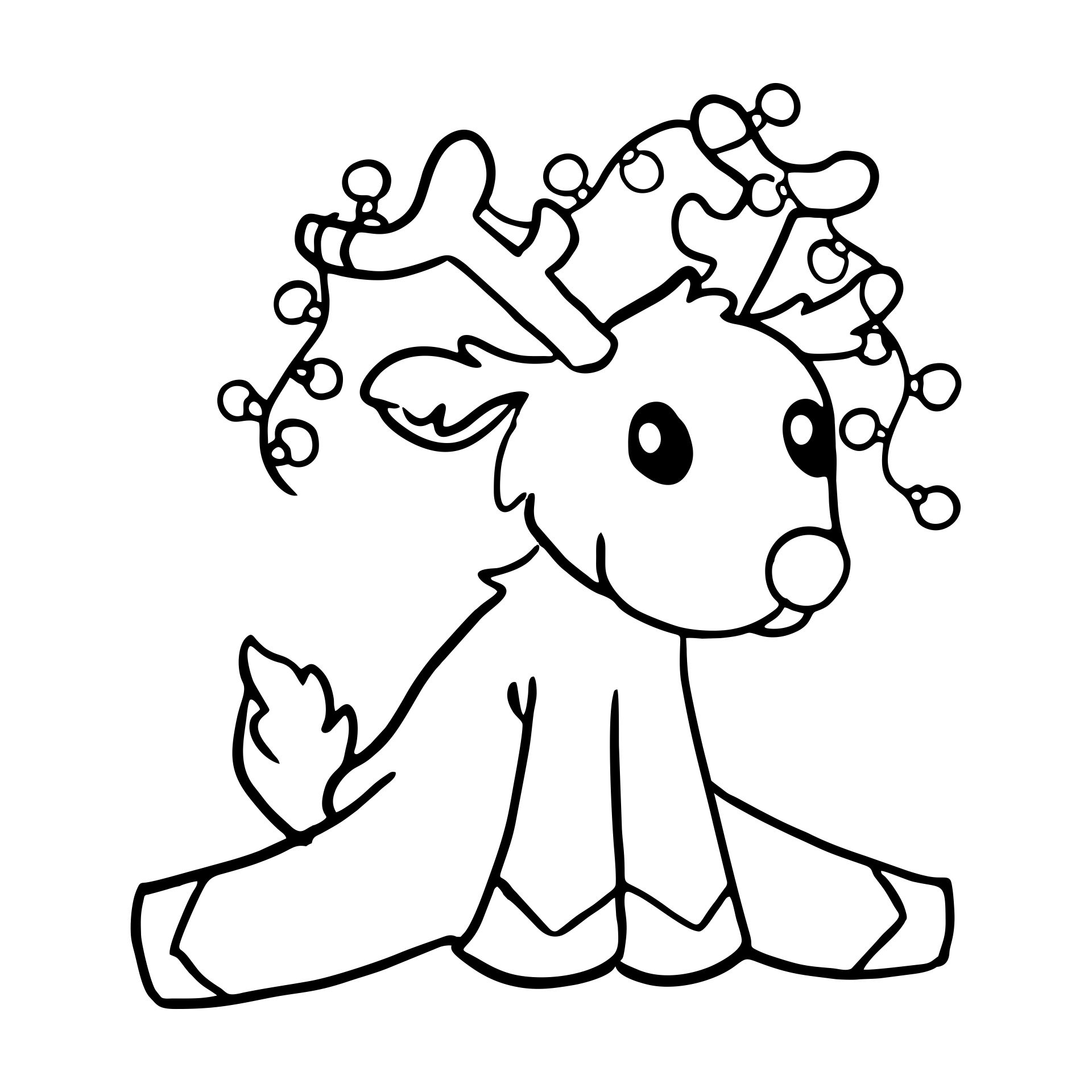 Christmas Coloring Page With Deer Printable
