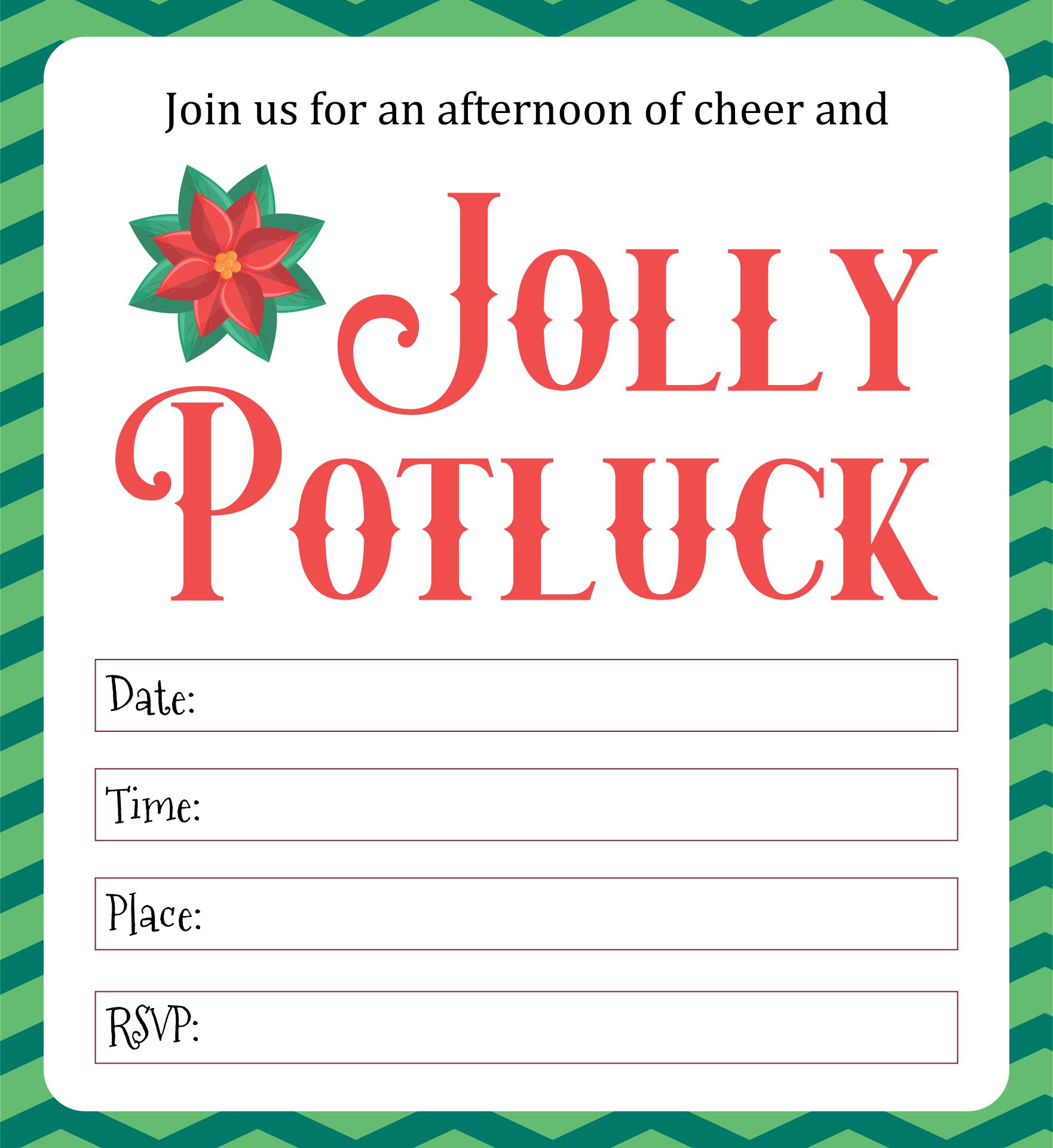 Christmas Dinner, Luncheon And Potluck Invitations
