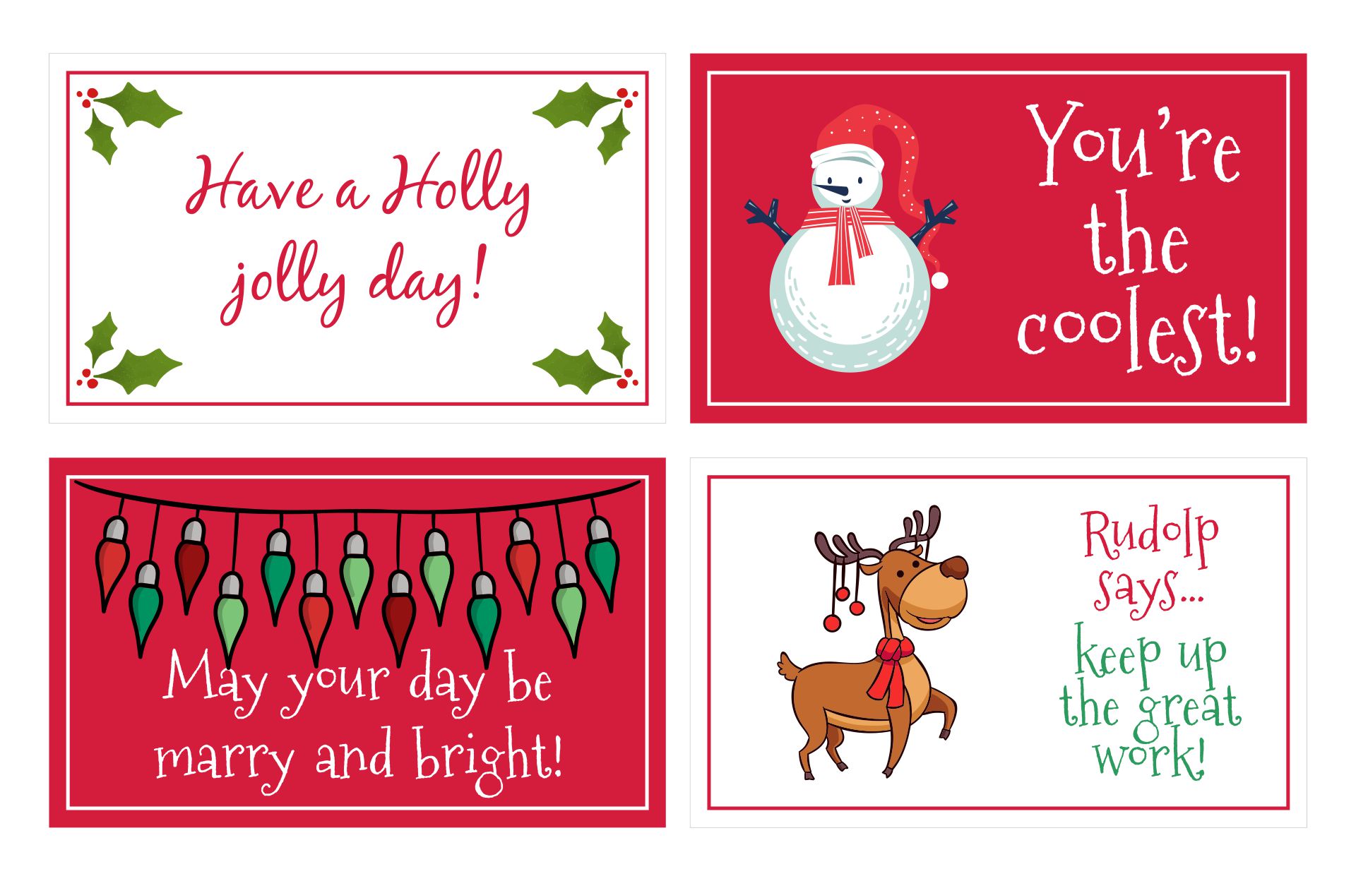 Christmas Faces School Lunch Box Note Card Template