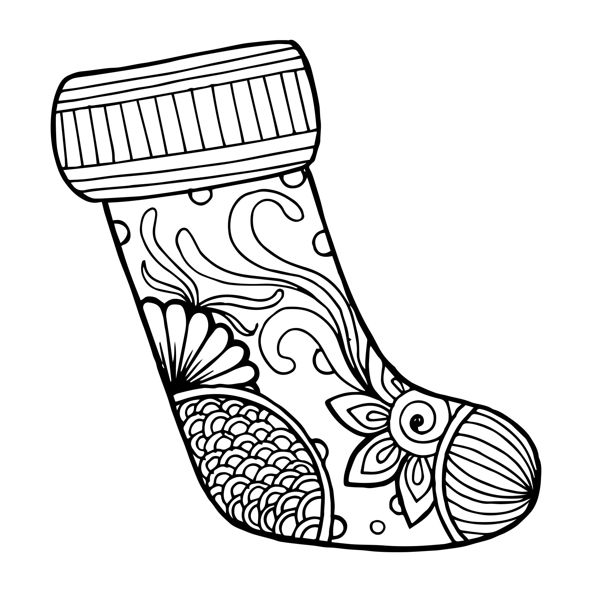 Christmas For Adults Patterned Stockings Coloring Pages Printable