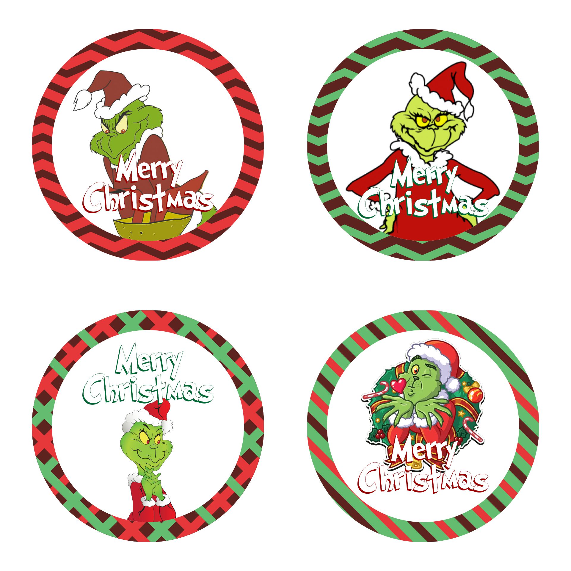 Christmas Grinch Pills Stickers, Tags, Labels, Round Printable
