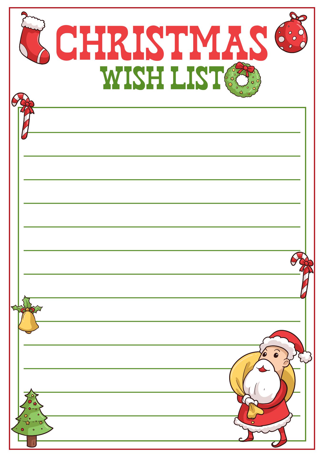 Christmas List Template Printable