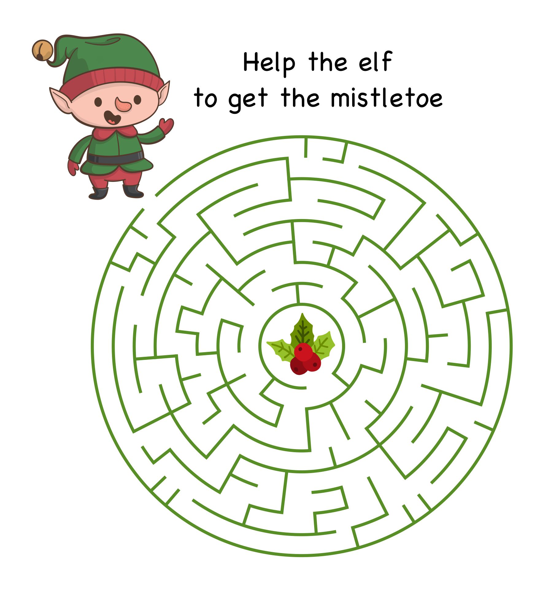 Christmas Maze Game With Elf For Kids