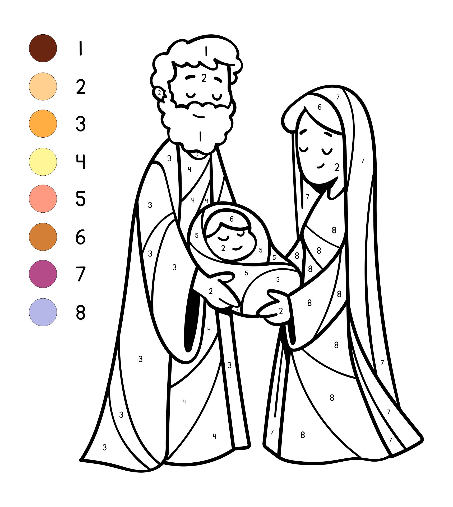Christmas Nativity Scene Color By Number Printable