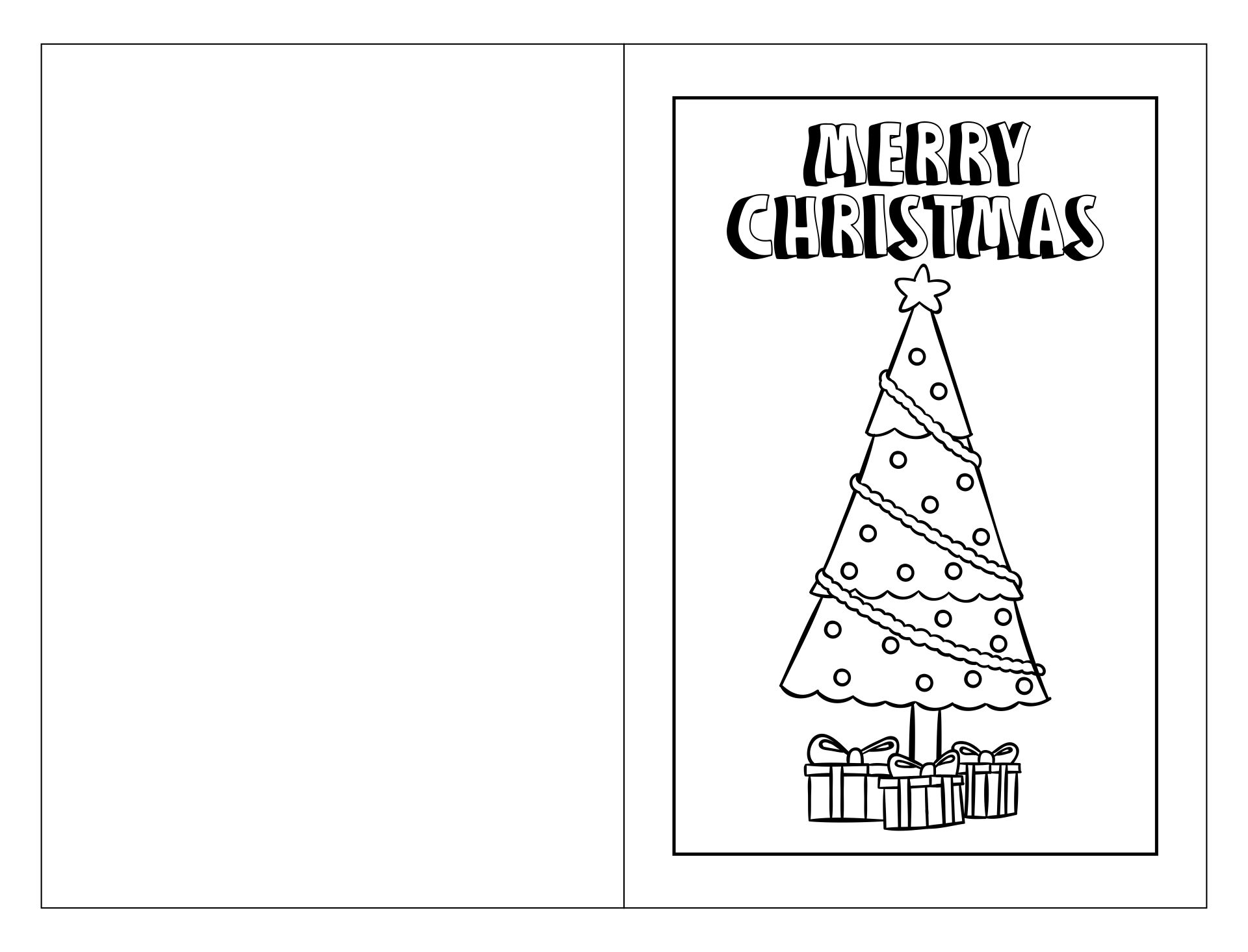 Christmas Tree Card Coloring Printable For Kids