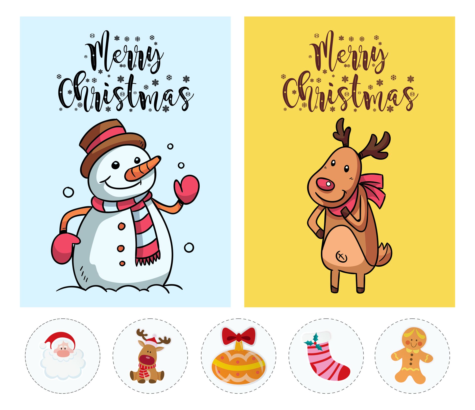 Cute Christmas Cards Labels And Stickers