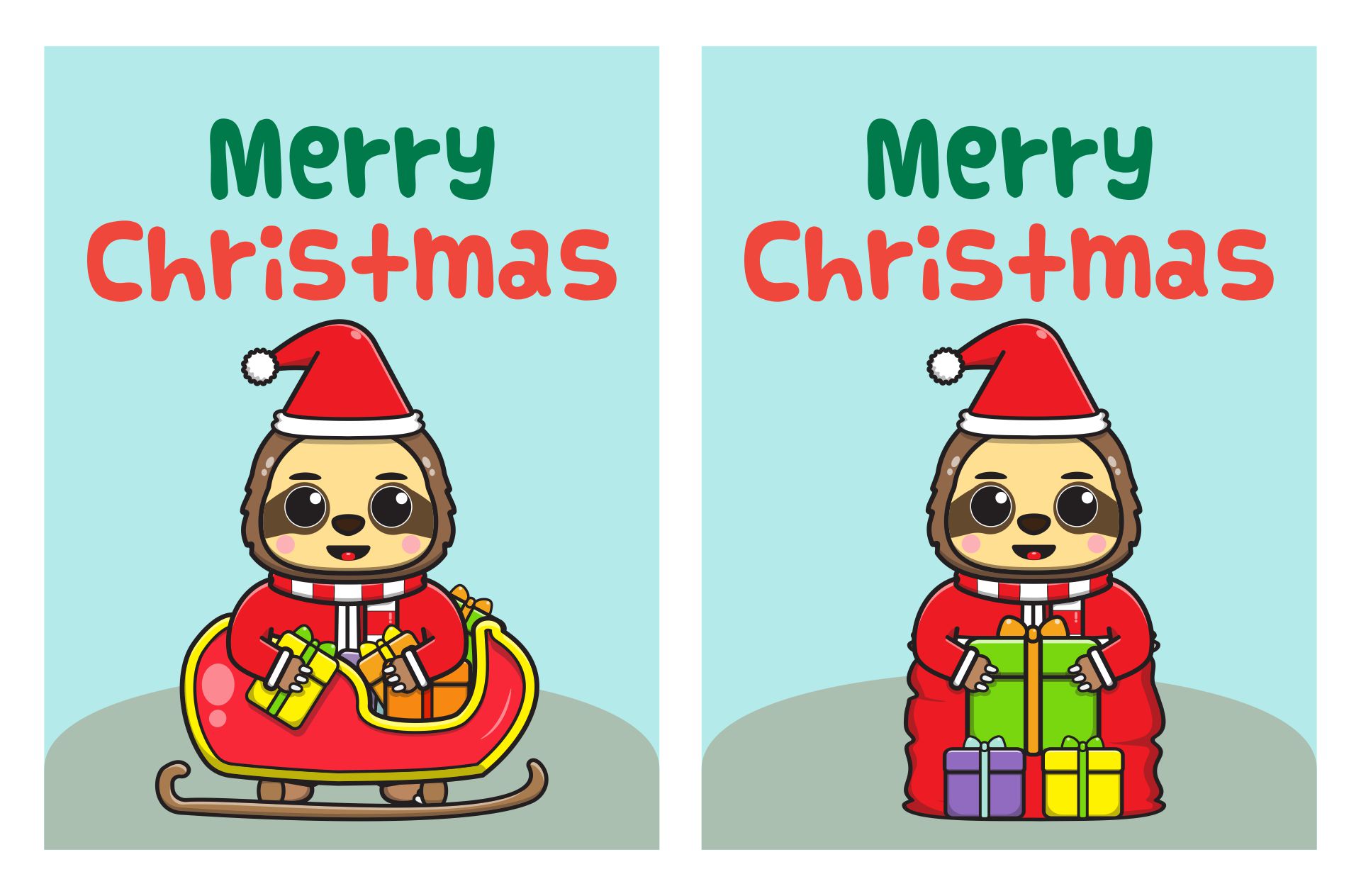 Cute Sloth Character Christmas Card
