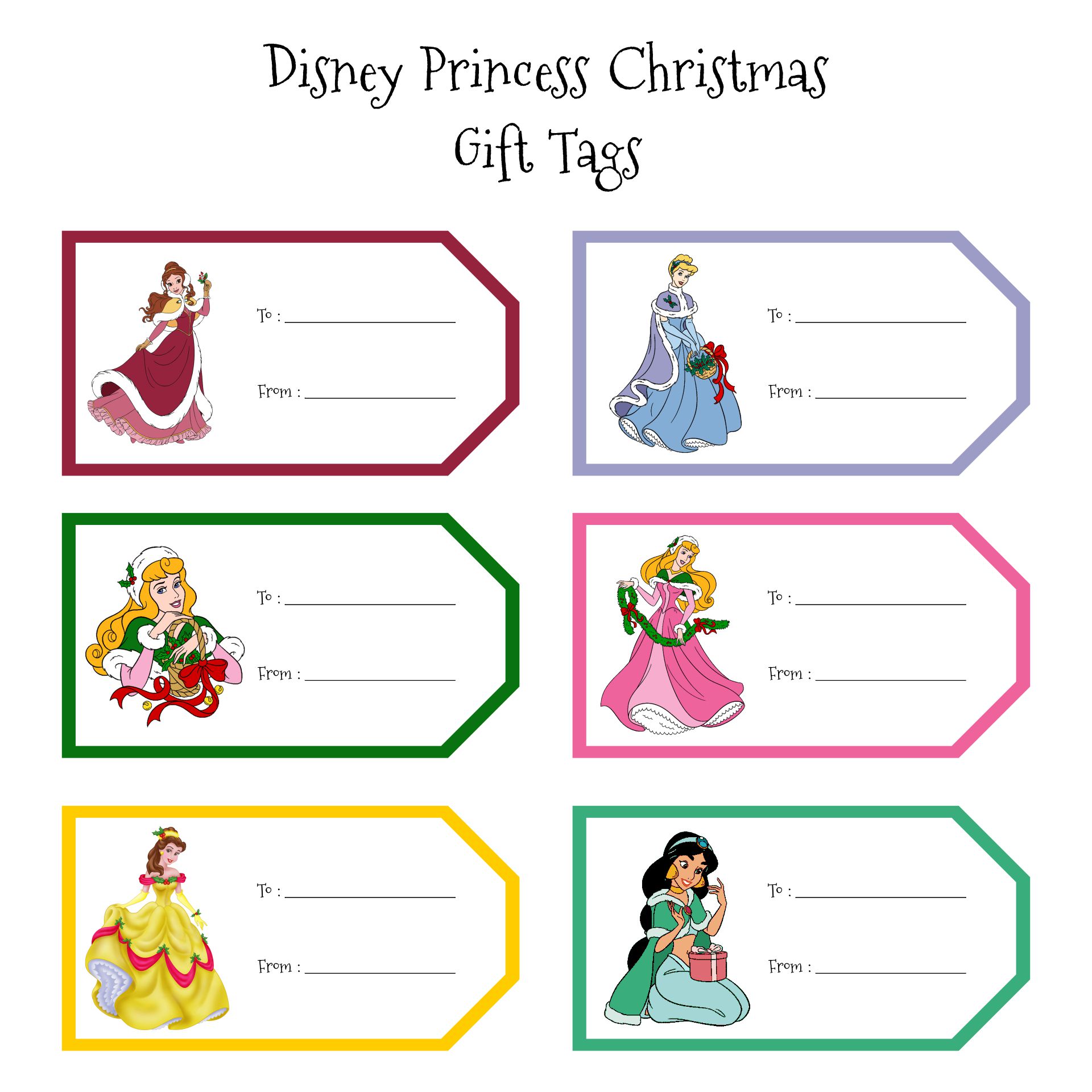 Disney Princess Christmas Gift Tags