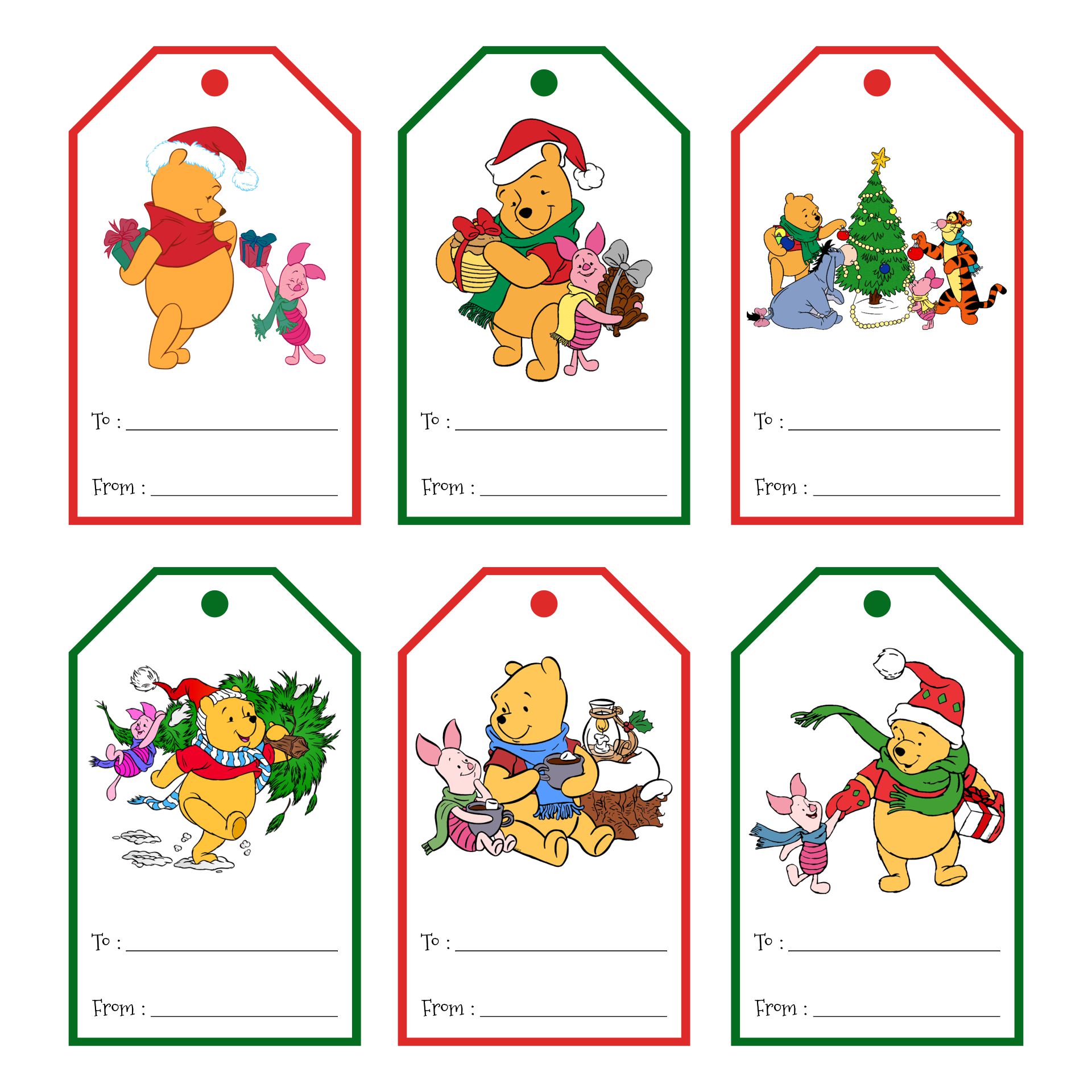Disneys Winnie The Pooh And Friends Christmas Gift Tags