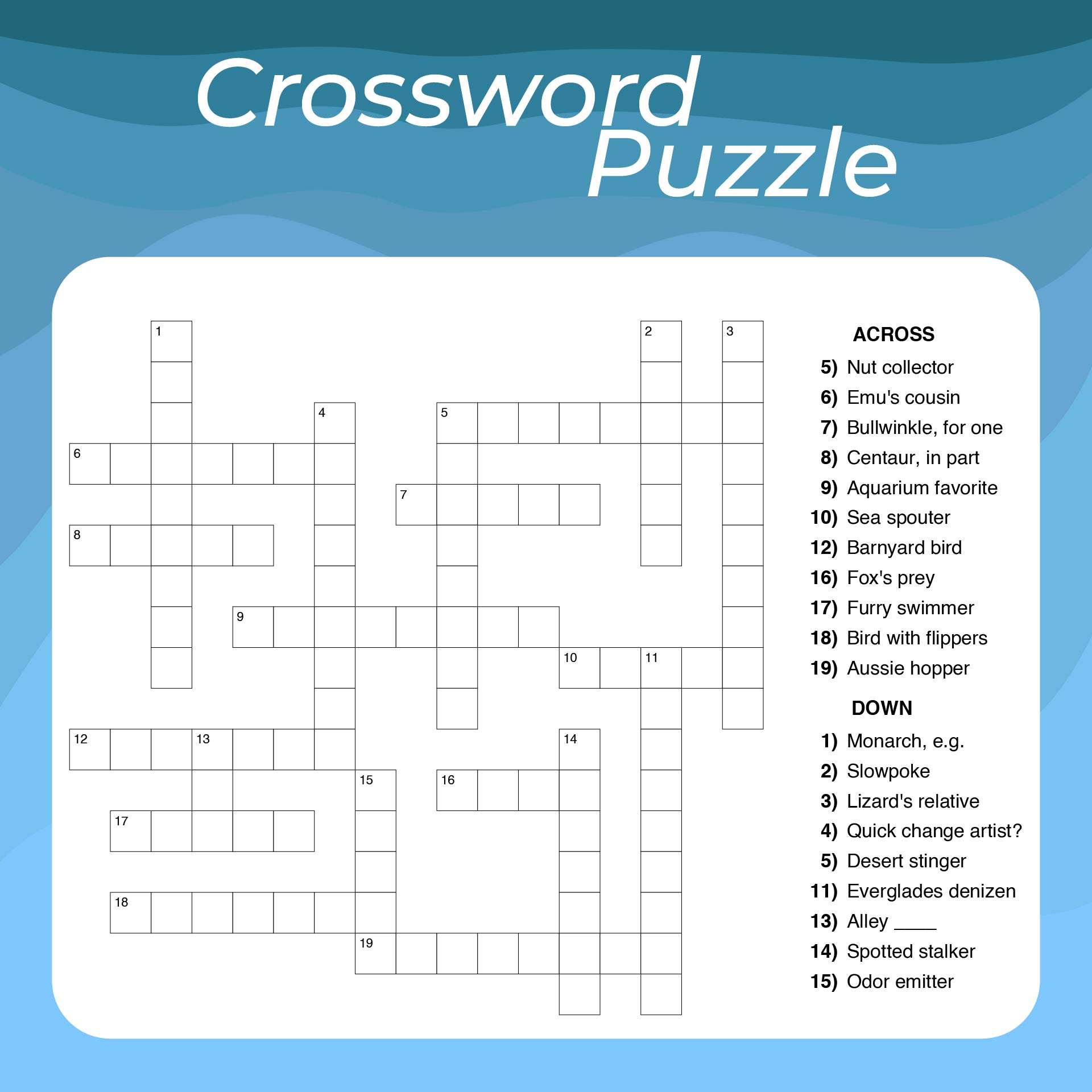 Printable Crossword Puzzles For Adults Easy