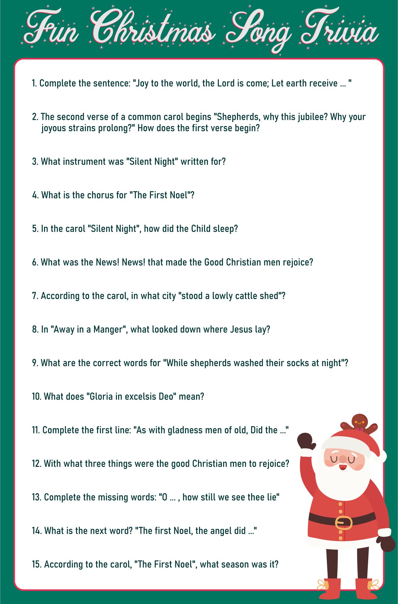 Fun Christmas Song Trivia Games