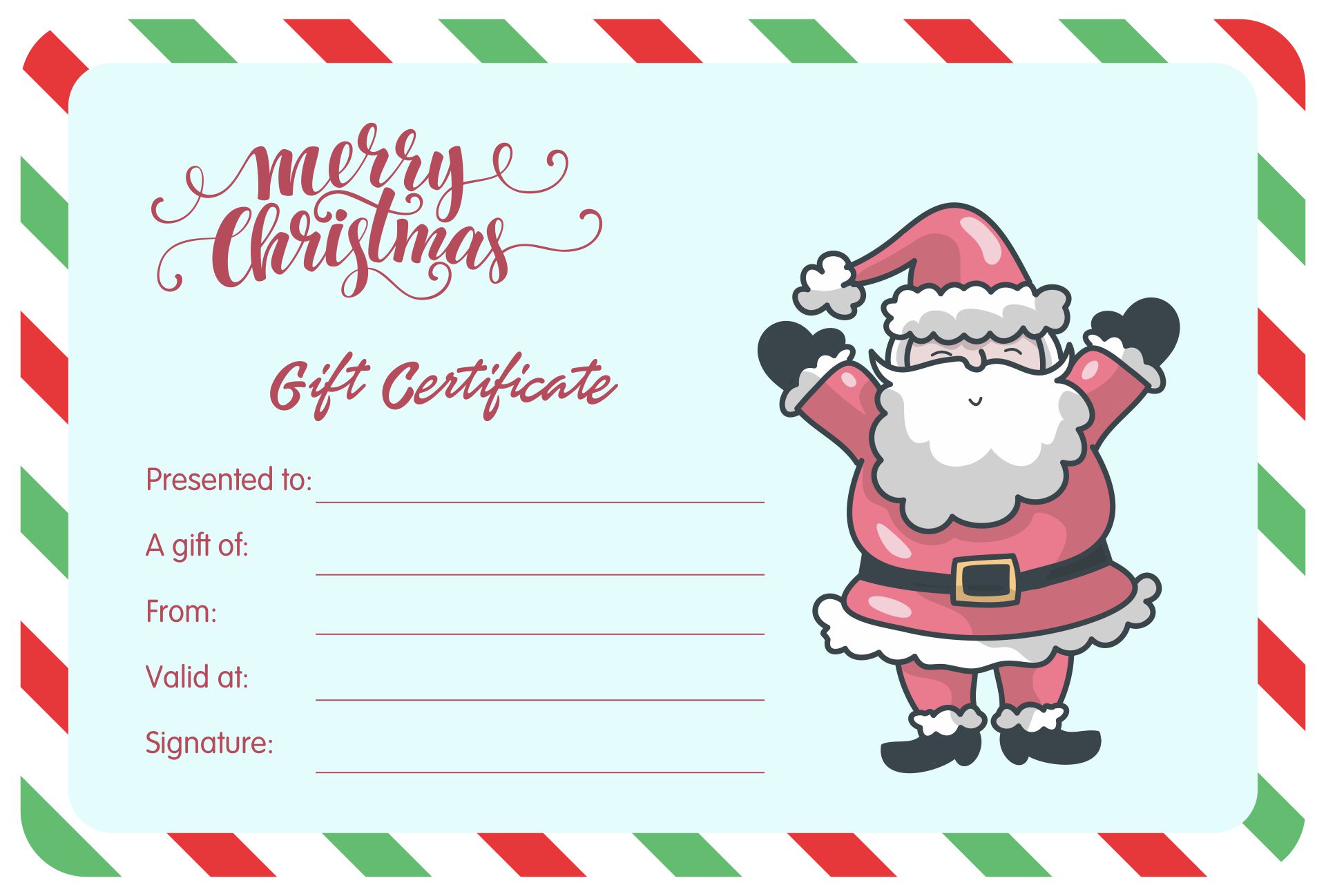 Gift Certificate From Santa Claus Printable