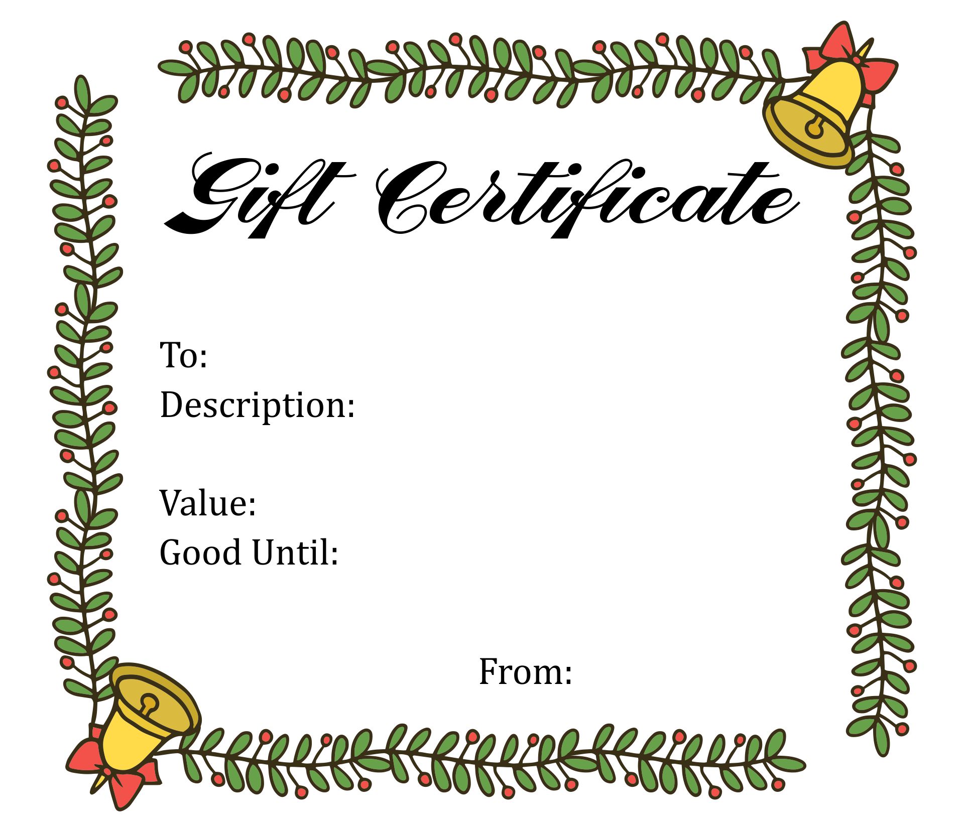 Merry Christmas Gift Certificate Printable