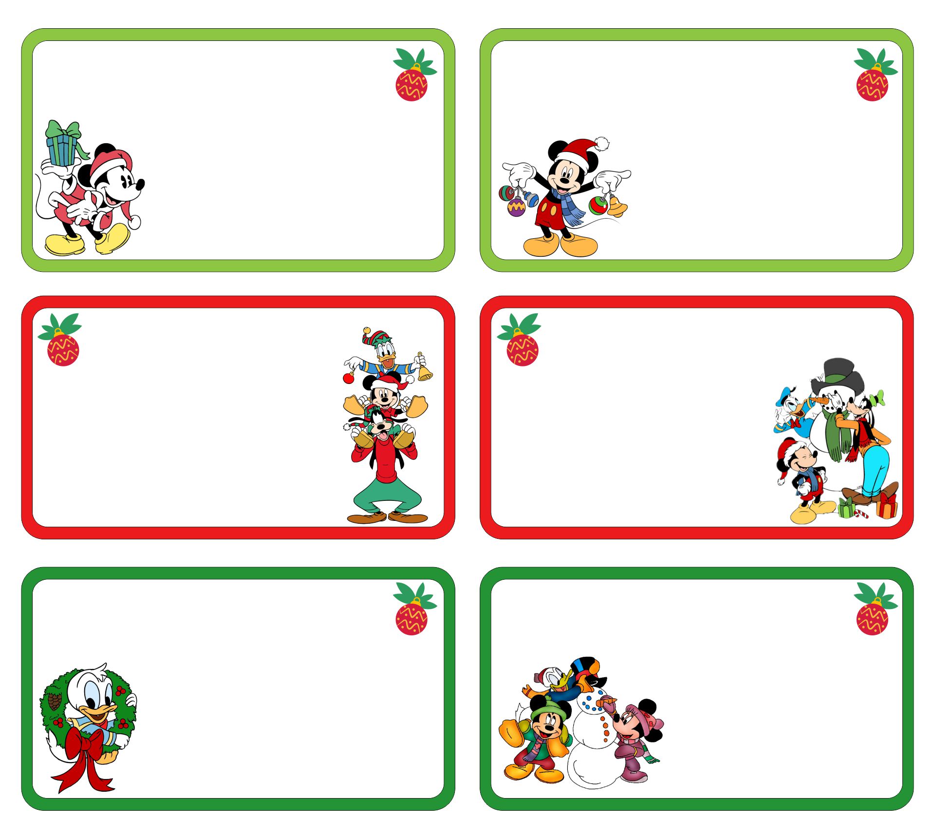 Mickey & Friends Christmas Gift Tags