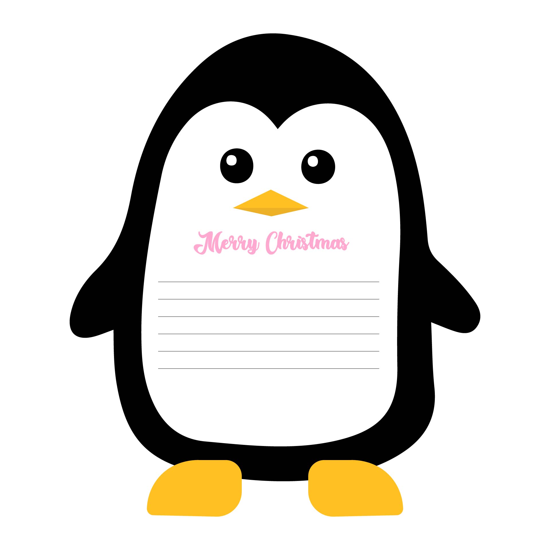 Penguin Christmas Foldable Card Printable