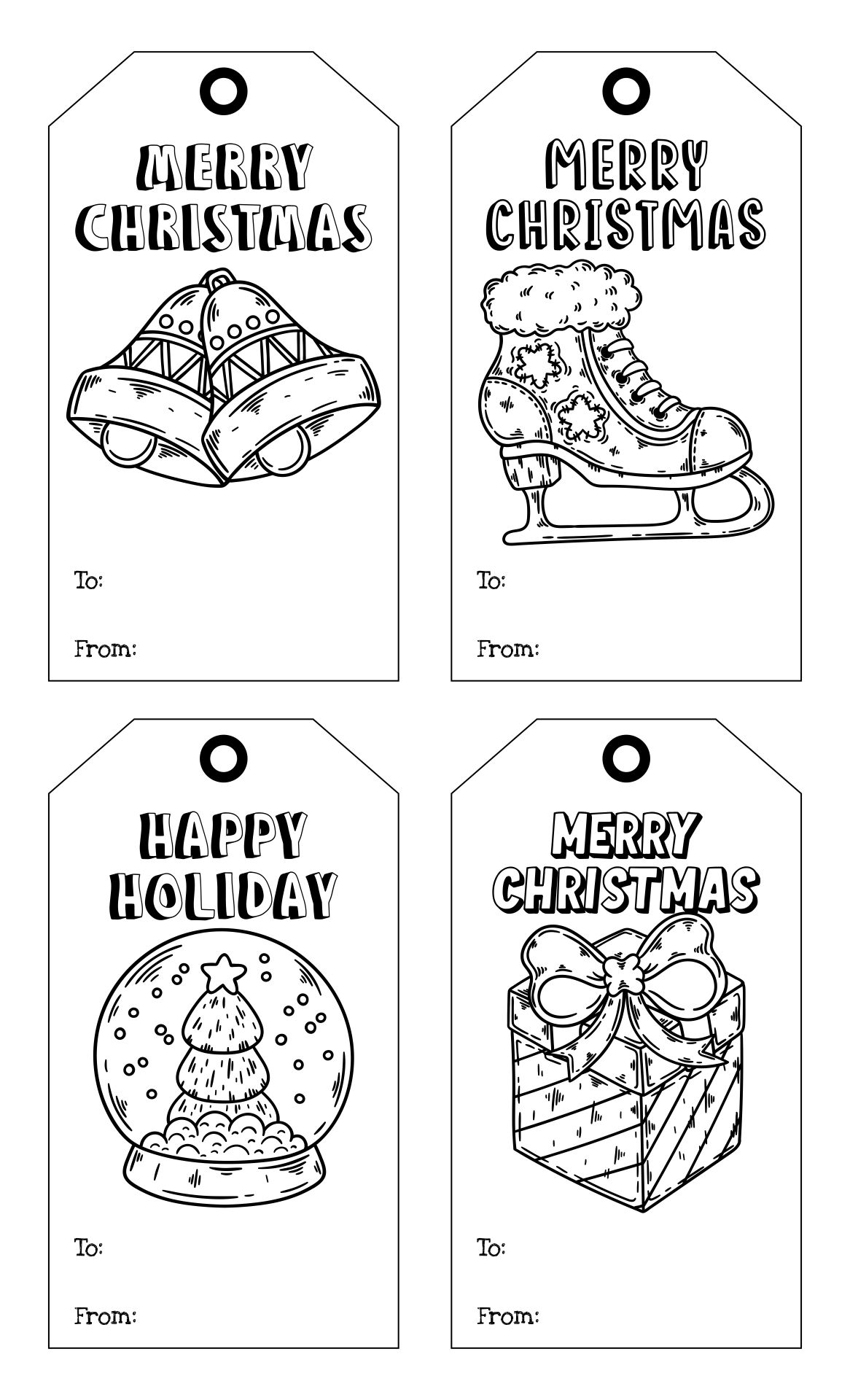 Printable Adult Coloring Christmas Gift Tags