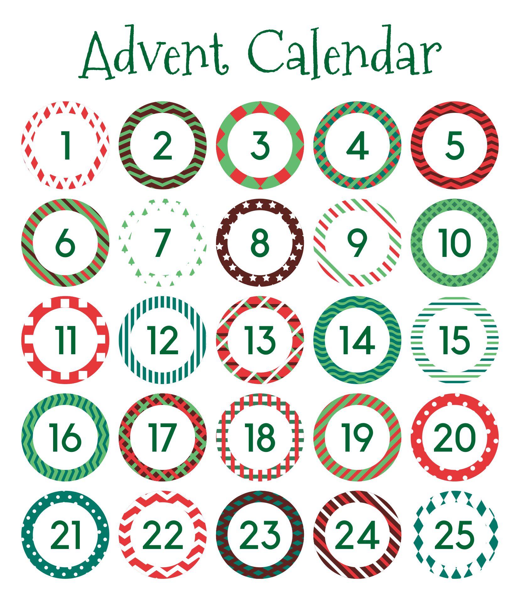 Printable Advent Calendar Stickers