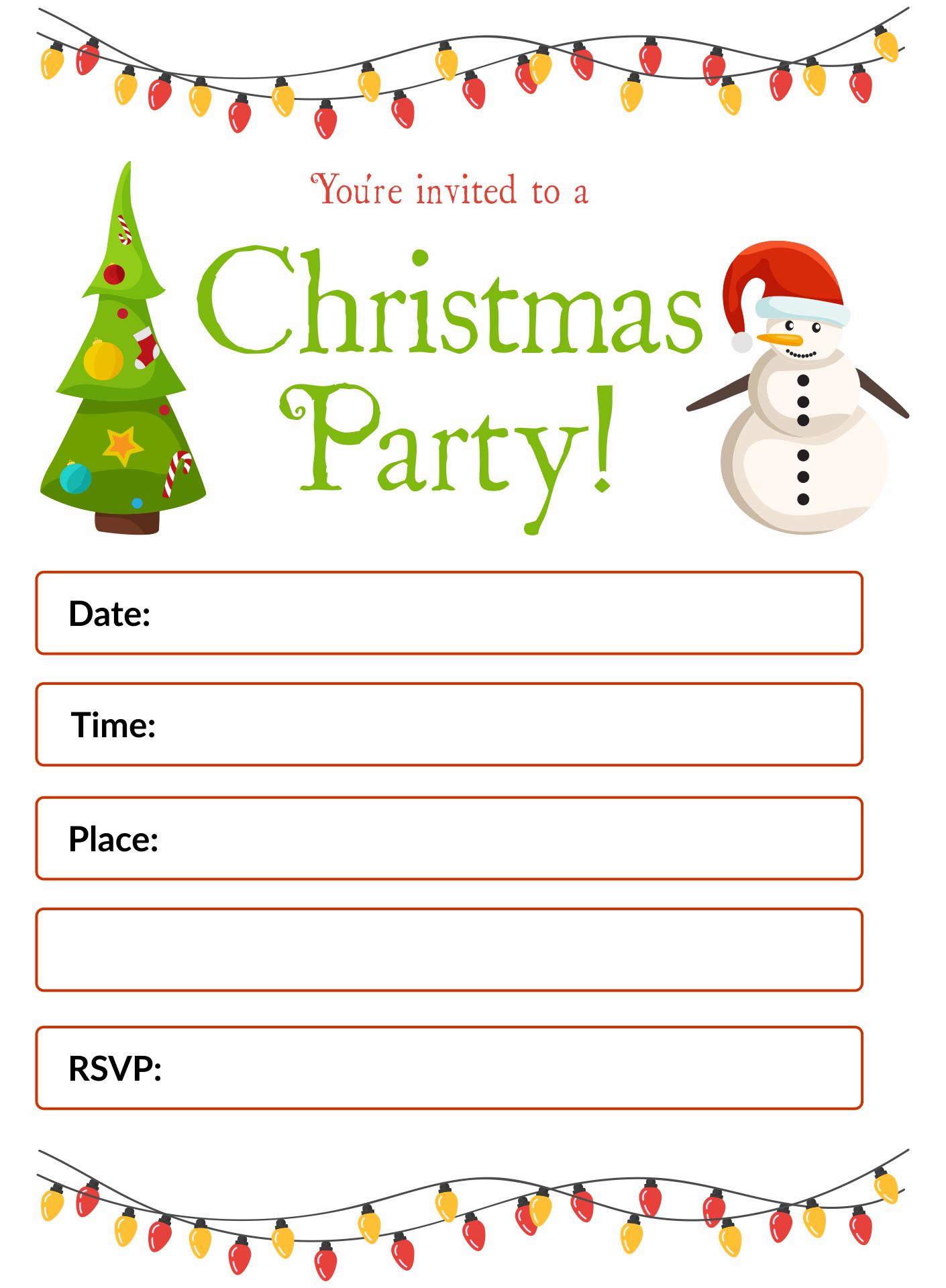 Printable Blank Christmas Party Invitations