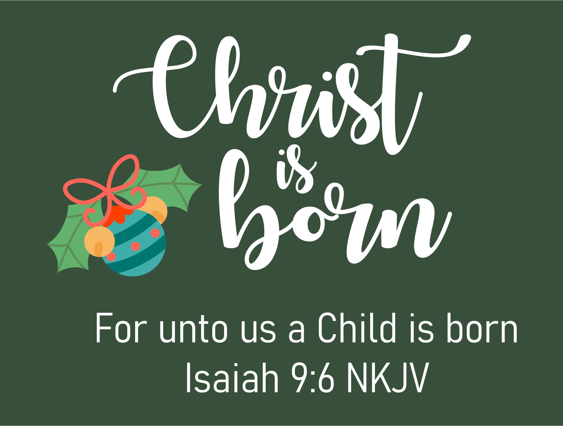 Printable Christian Christmas Scripture Card