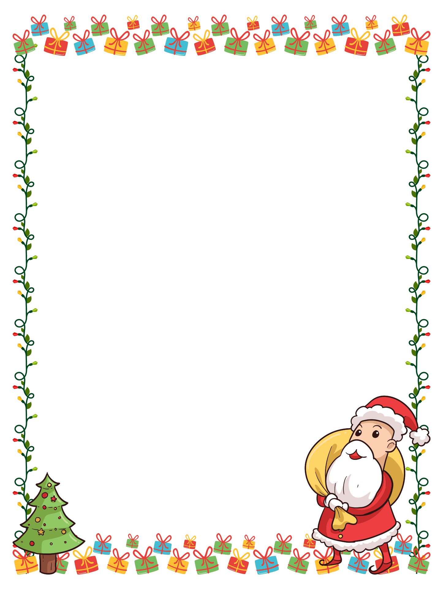 Printable Christmas Border With Santa Claus