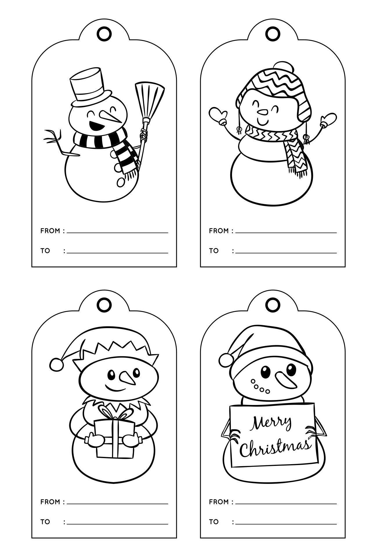 Printable Christmas Coloring Pages Gift Tags
