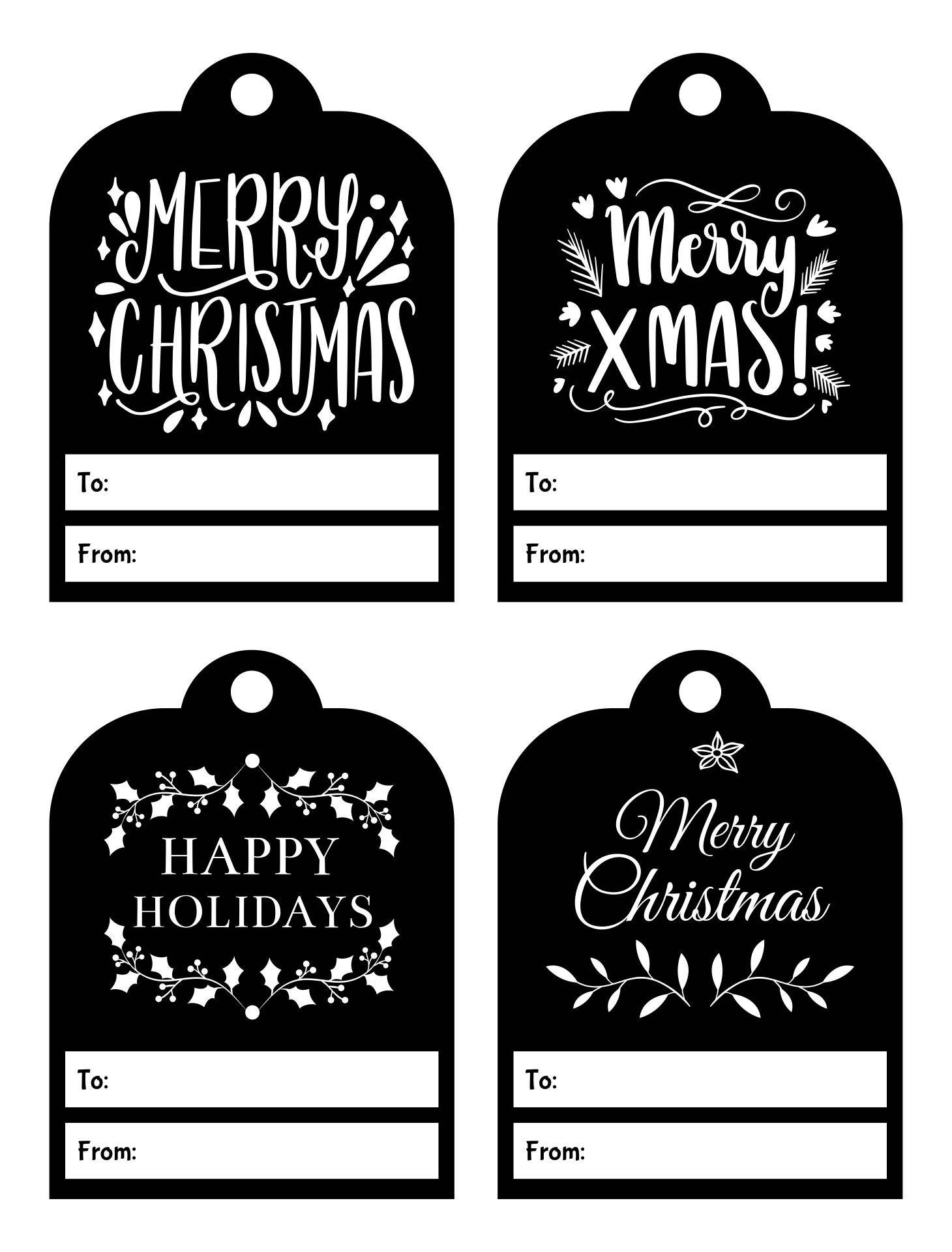 Printable Christmas Gift Tags Black And White