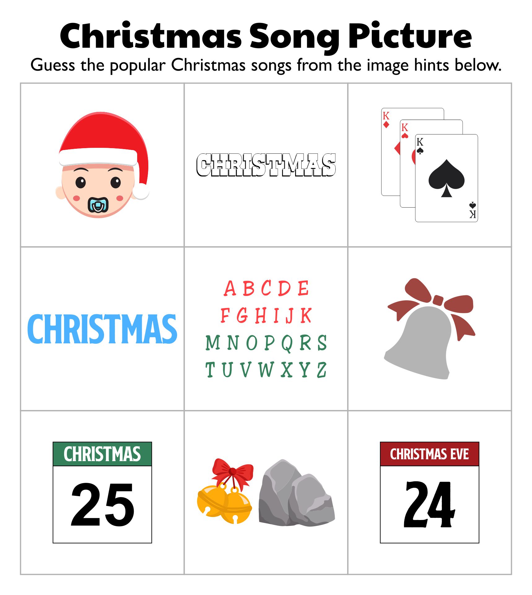 Printable Christmas Song Picture Game