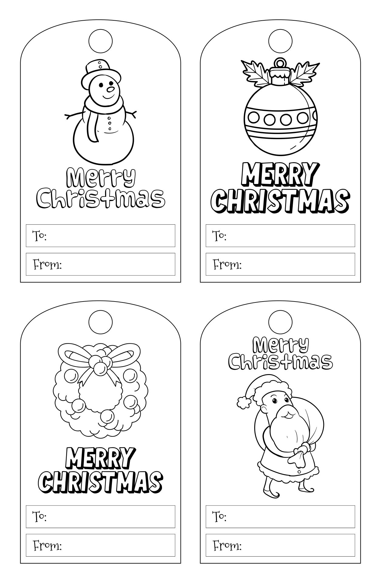 Printable Christmas Tags That You Can Color
