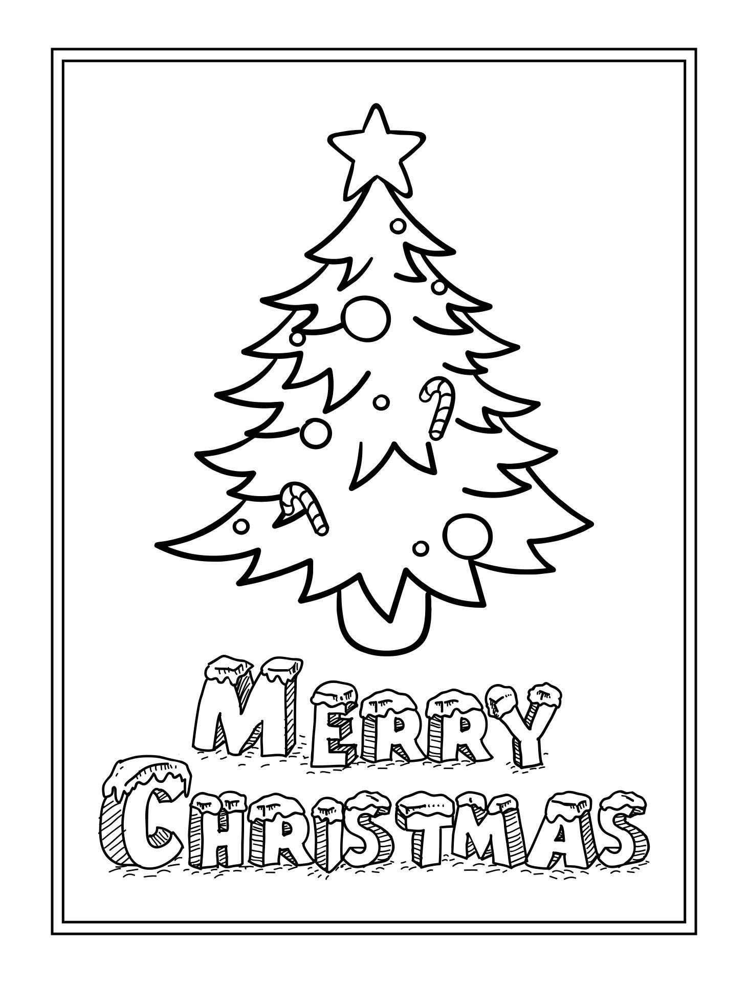 Printable Christmas Tree Card To Color In Page For Kids