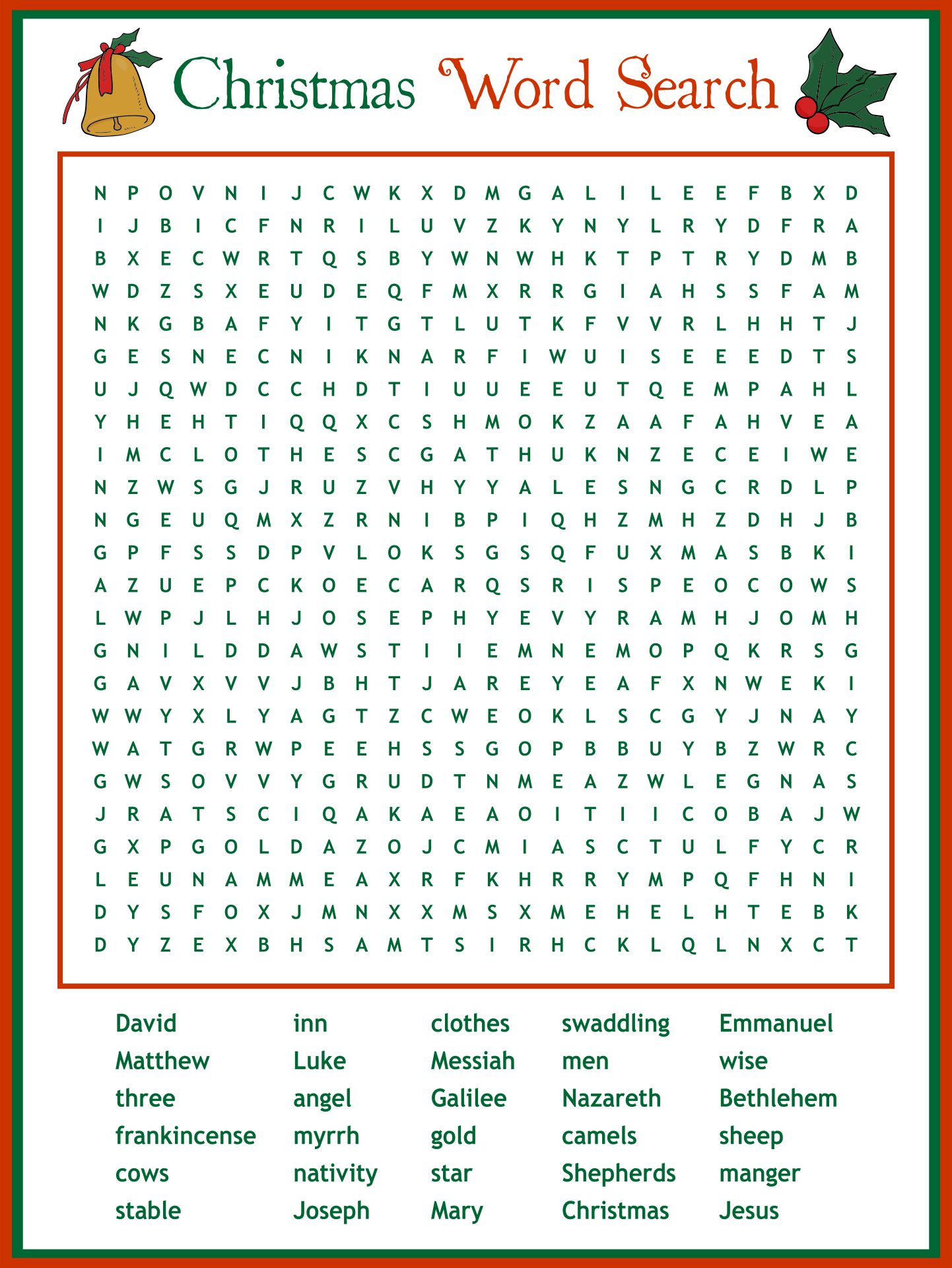 Printable Christmas Word Search Puzzles For Adults