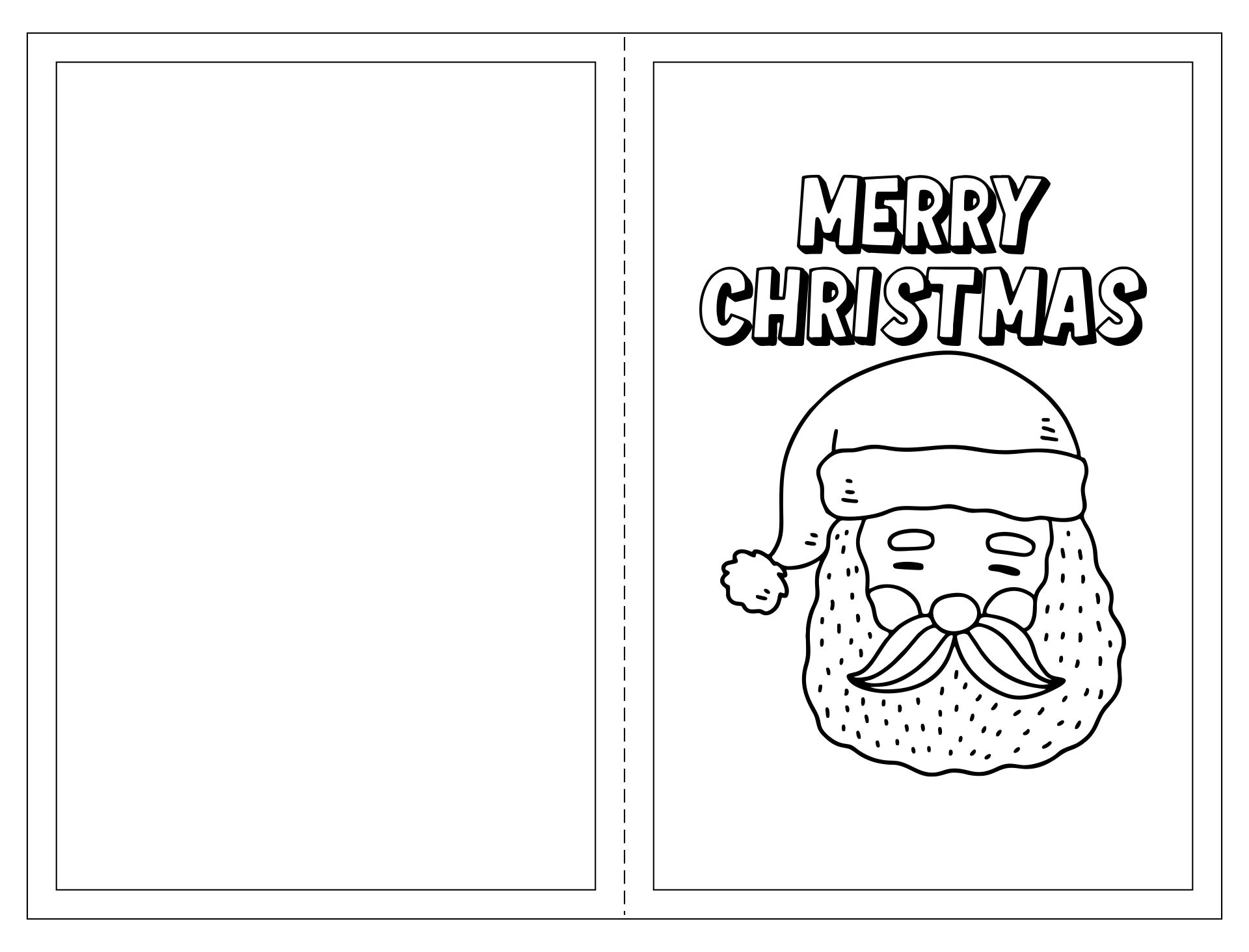 Printable Coloring Page Merry Christmas Card For Kids