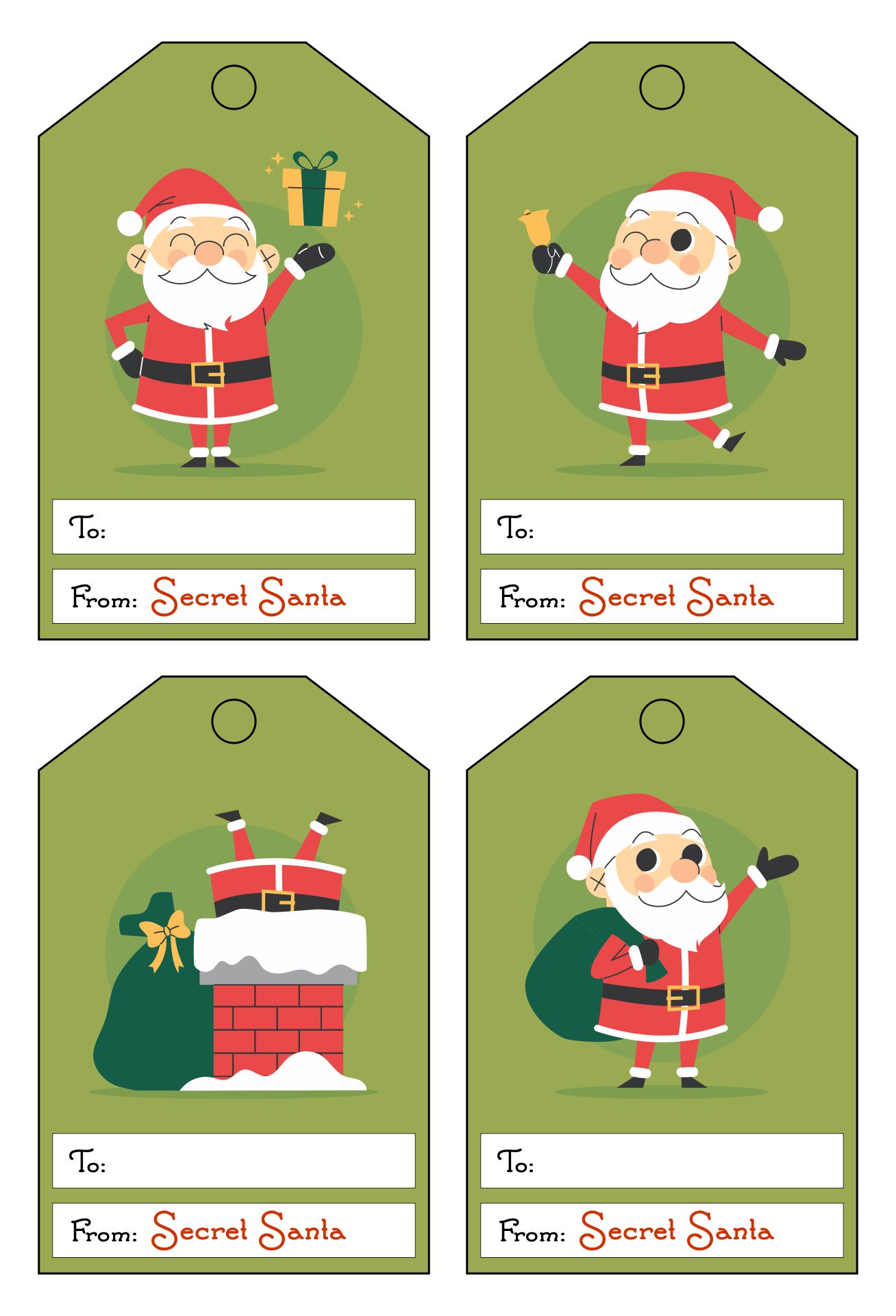 Printable Editable Secret Santa Gift Tags