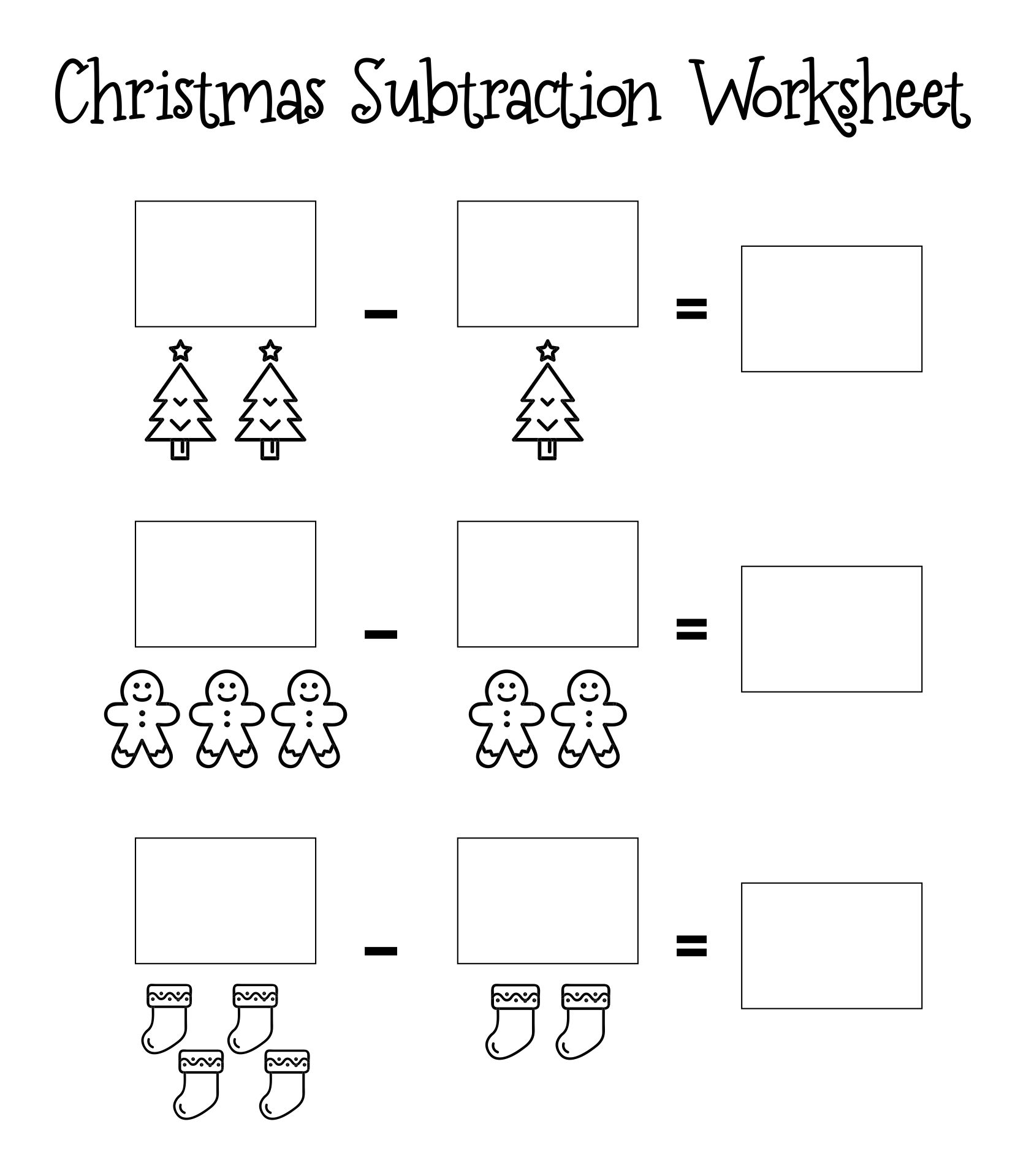 Printable Math Christmas Worksheets First Grade