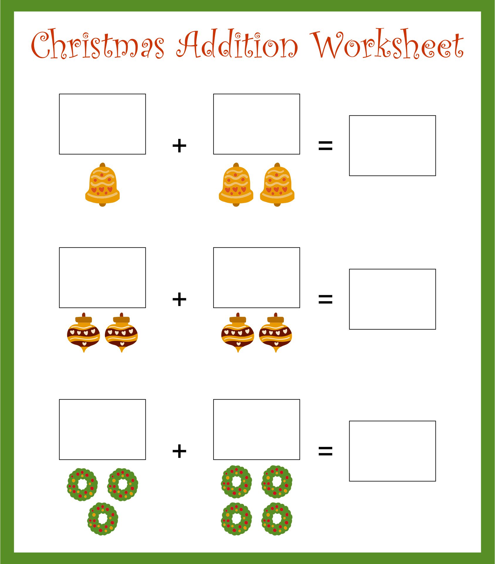 Printable Math Christmas Worksheets First Grade