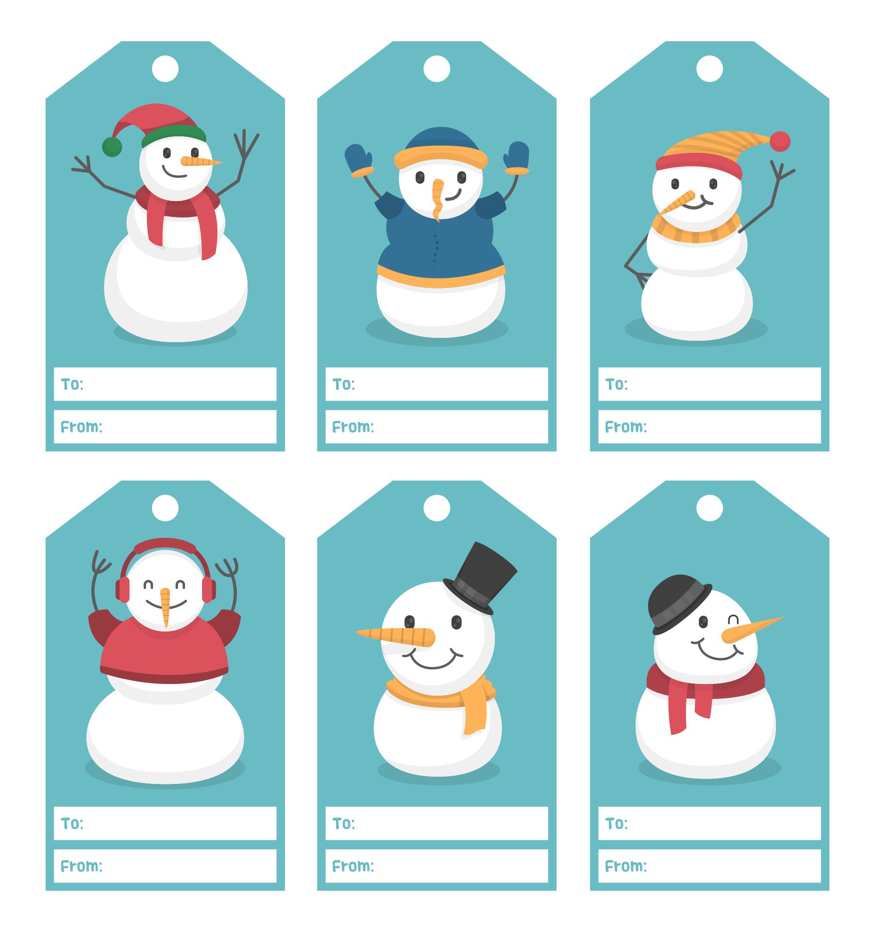 Printable Snowman Christmas Gift Tags