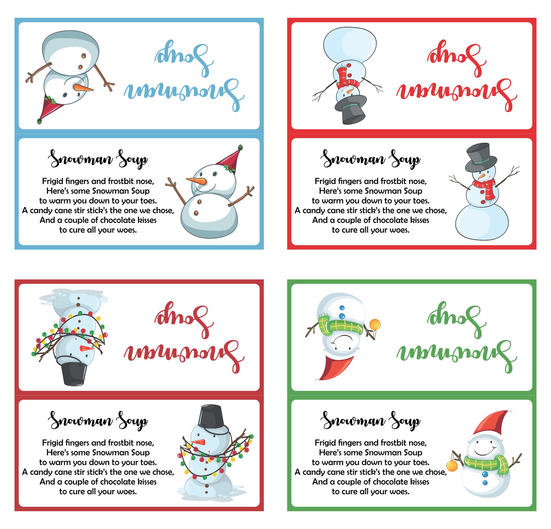 Printable Snowman Soup Goodie Bag Labels