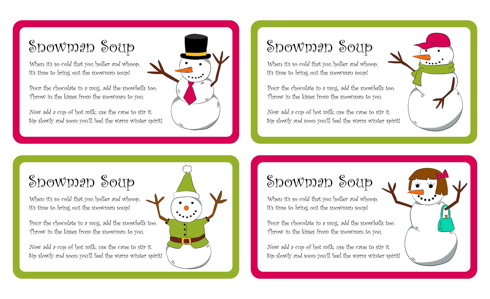 Printable Snowman Soup Labels To Print