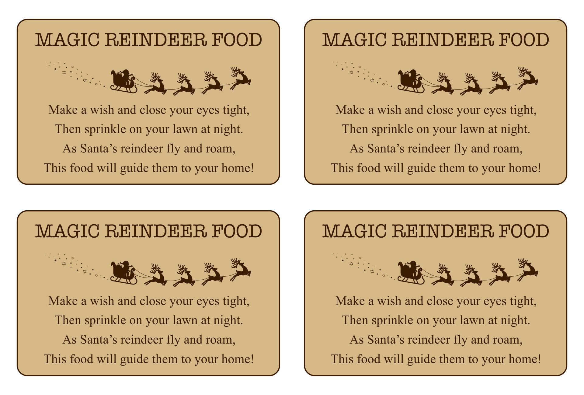 Printable Vintage Style Magic Reindeer Food Labels