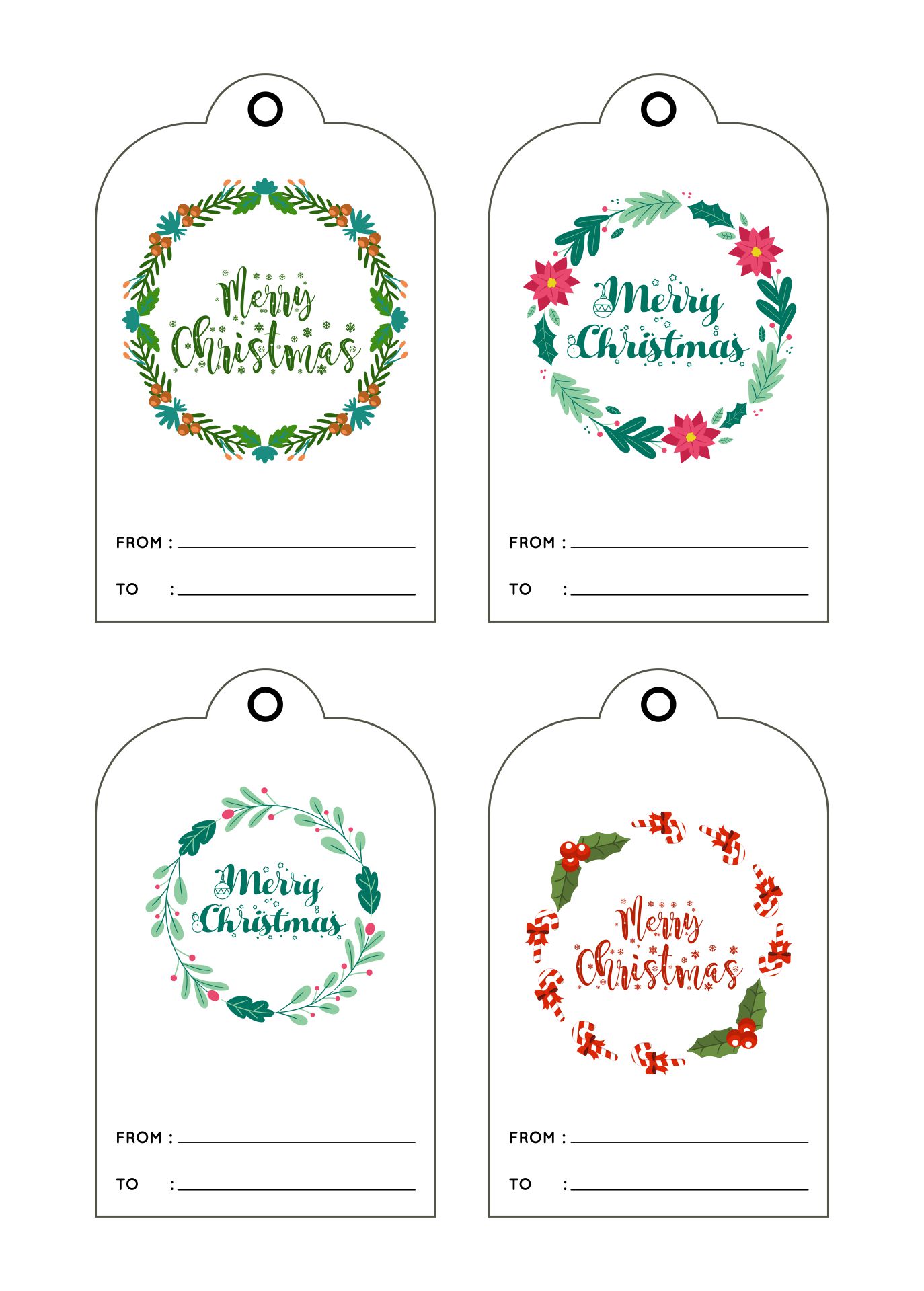 Rustic Christmas Wreath Tag Template