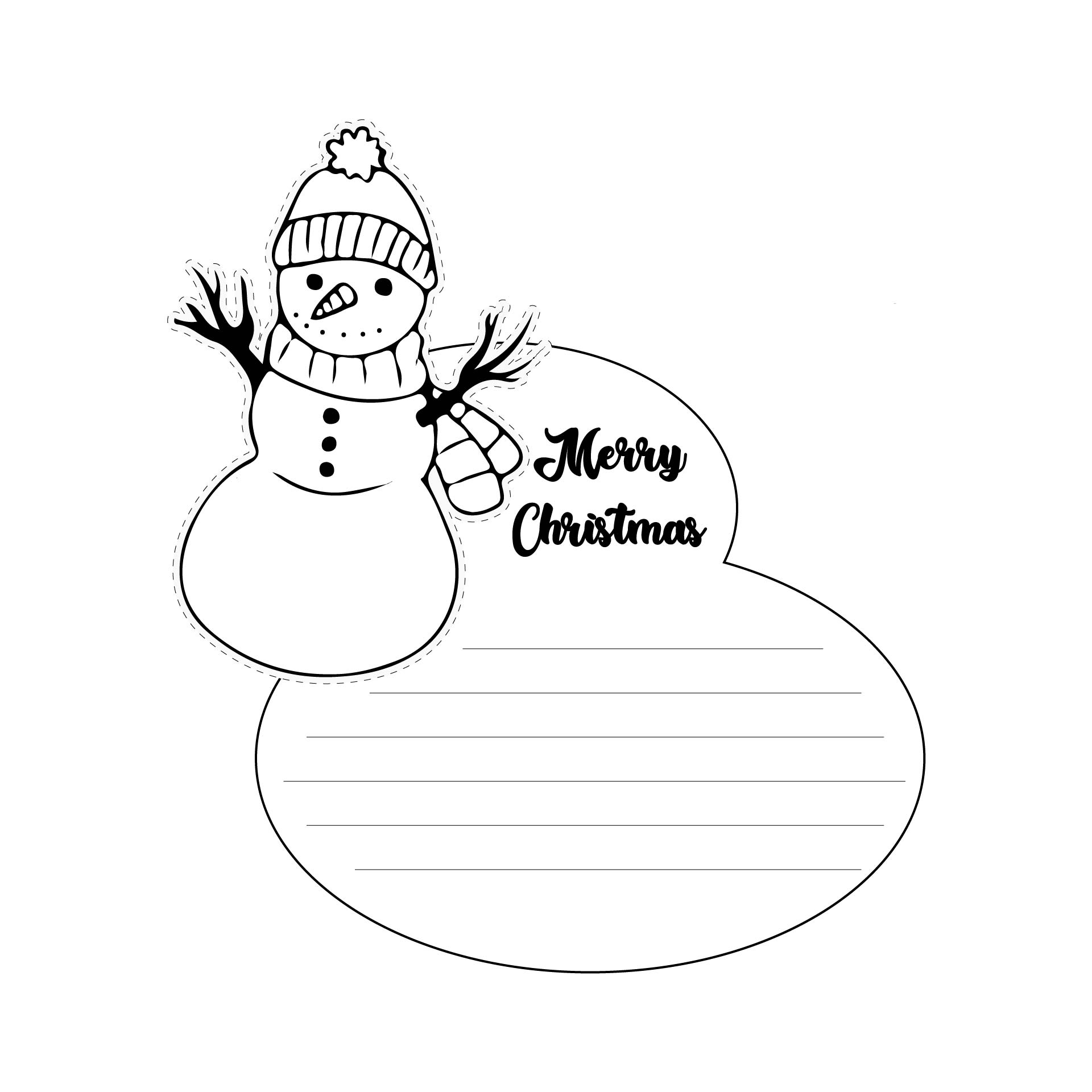 Snowman Christmas Foldable Card Printable