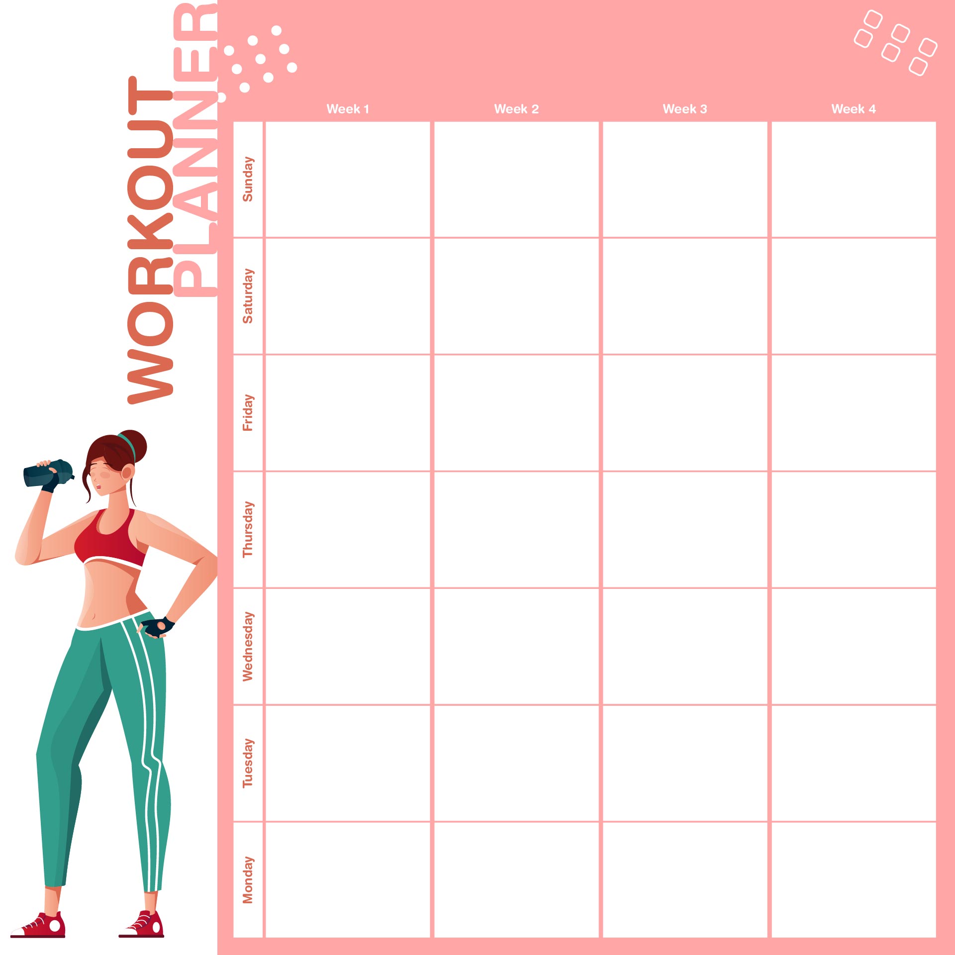 Template For Weekly Workout Schedule