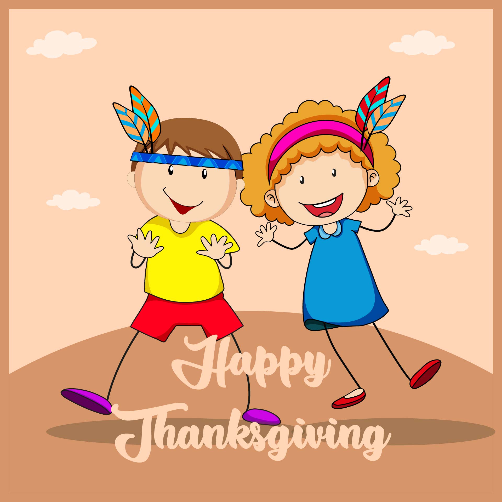 Thanksgiving Kids Stock Illustrations