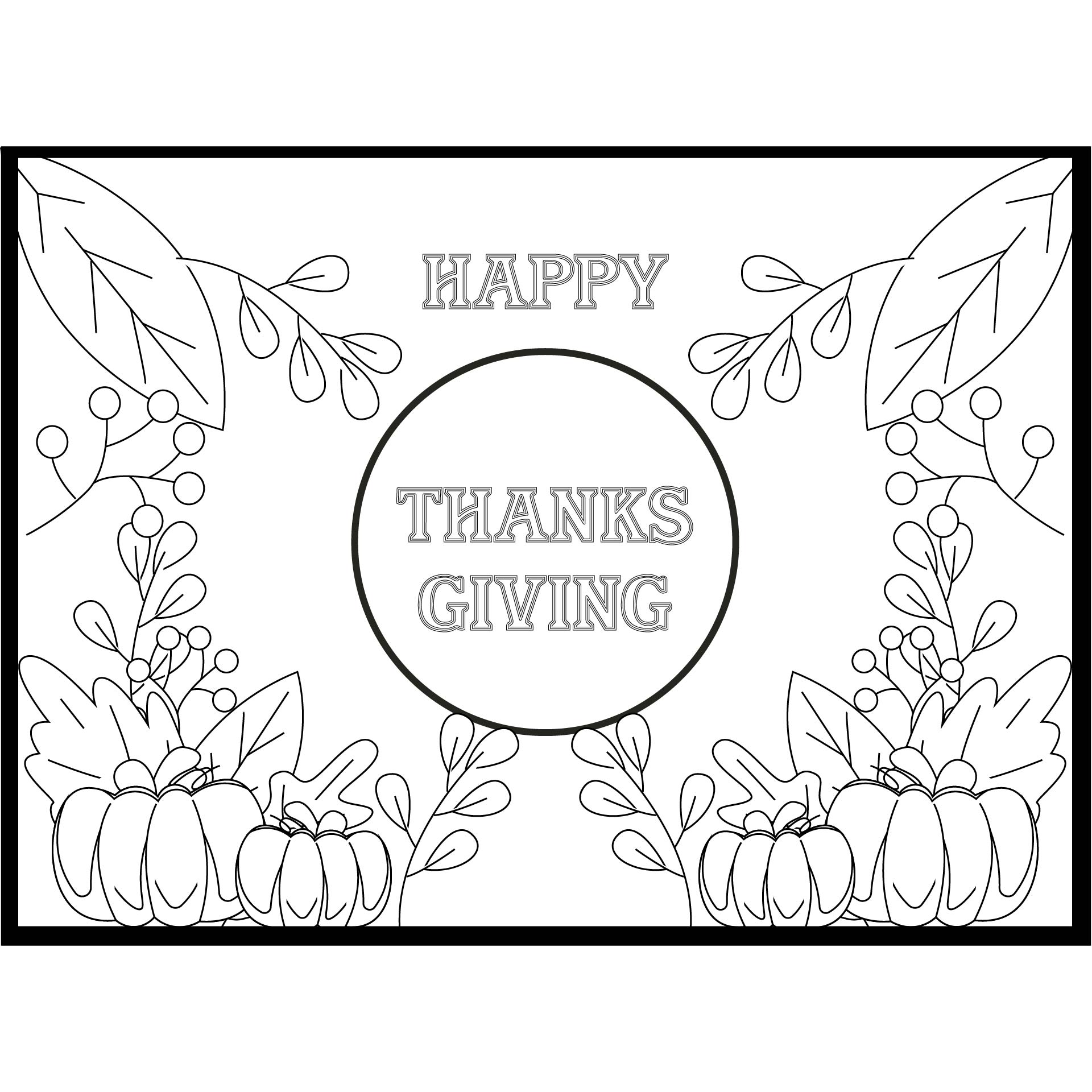 Thanksgiving Placemat Coloring Pages