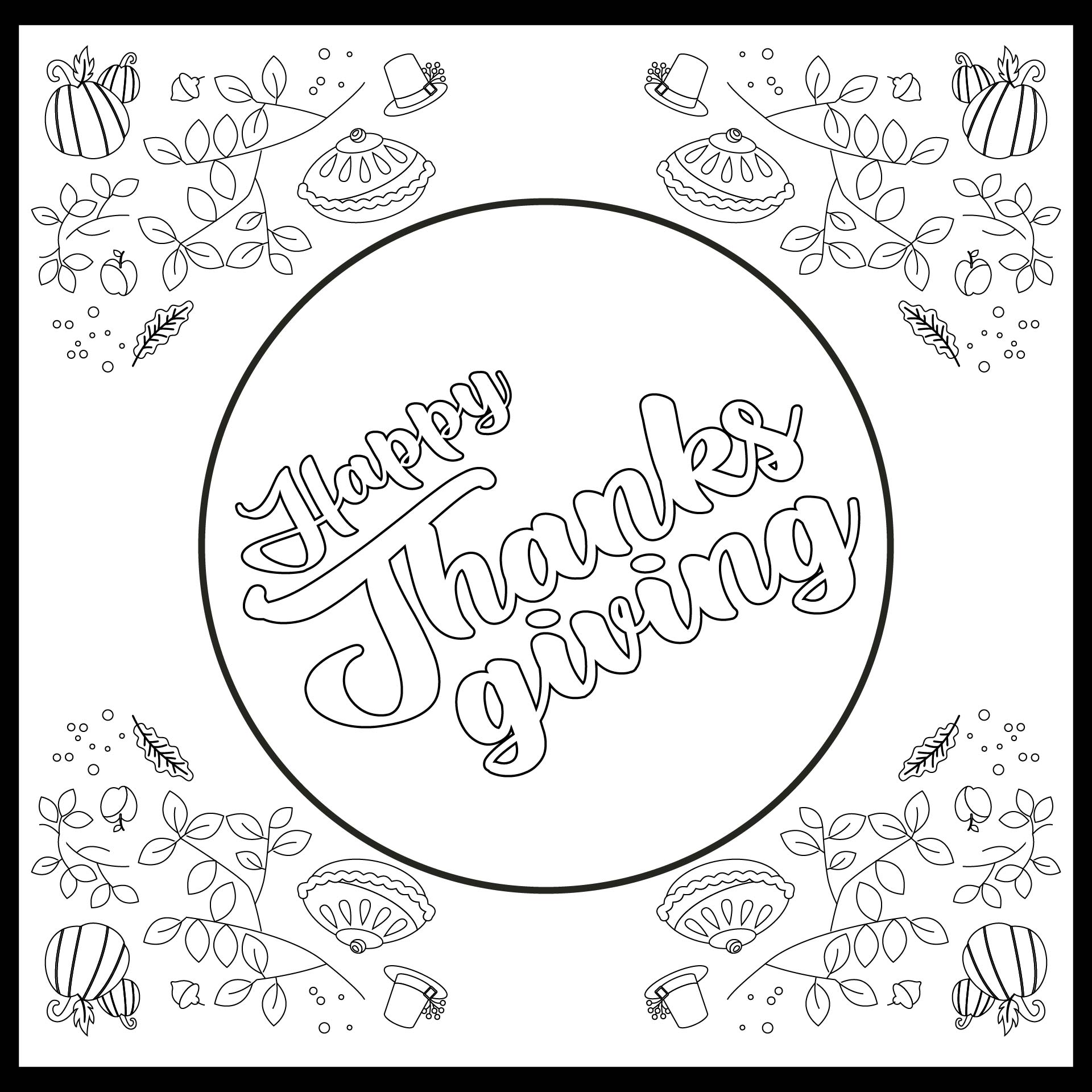 Thanksgiving Placemat Coloring Sheet