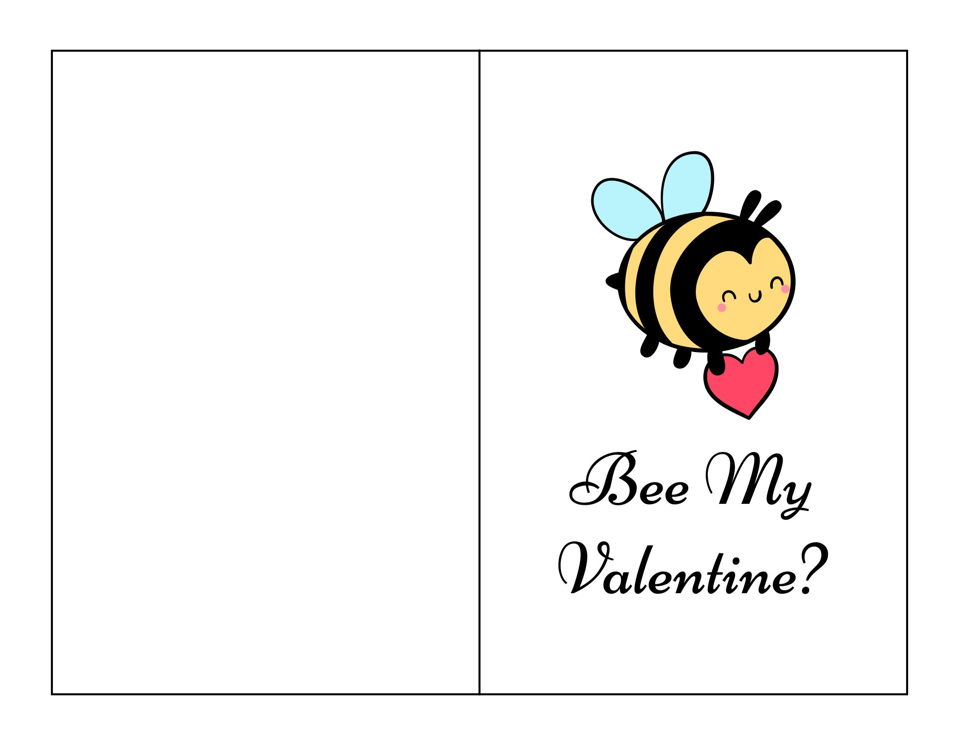 Bee My Valentine Printable Card
