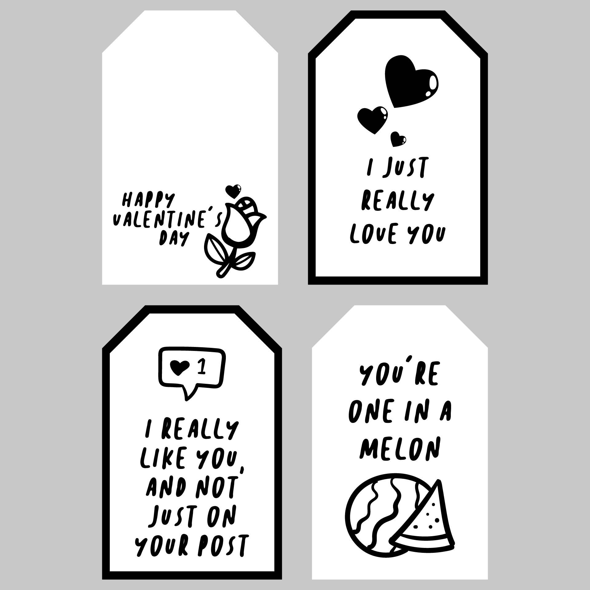 Black And White Valentine Quote Gift Tags