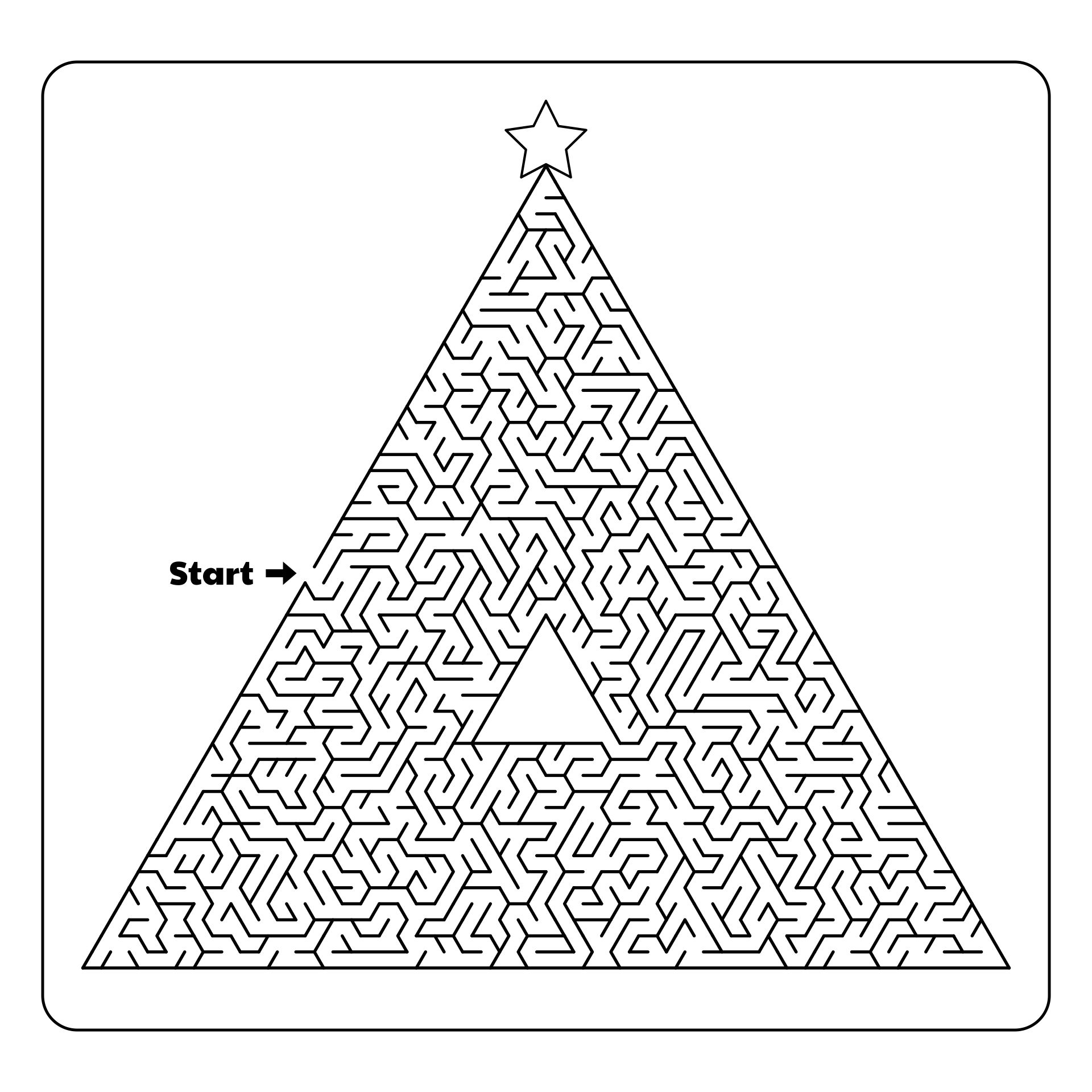 Christmas Hard Maze Christmas Tree Printable