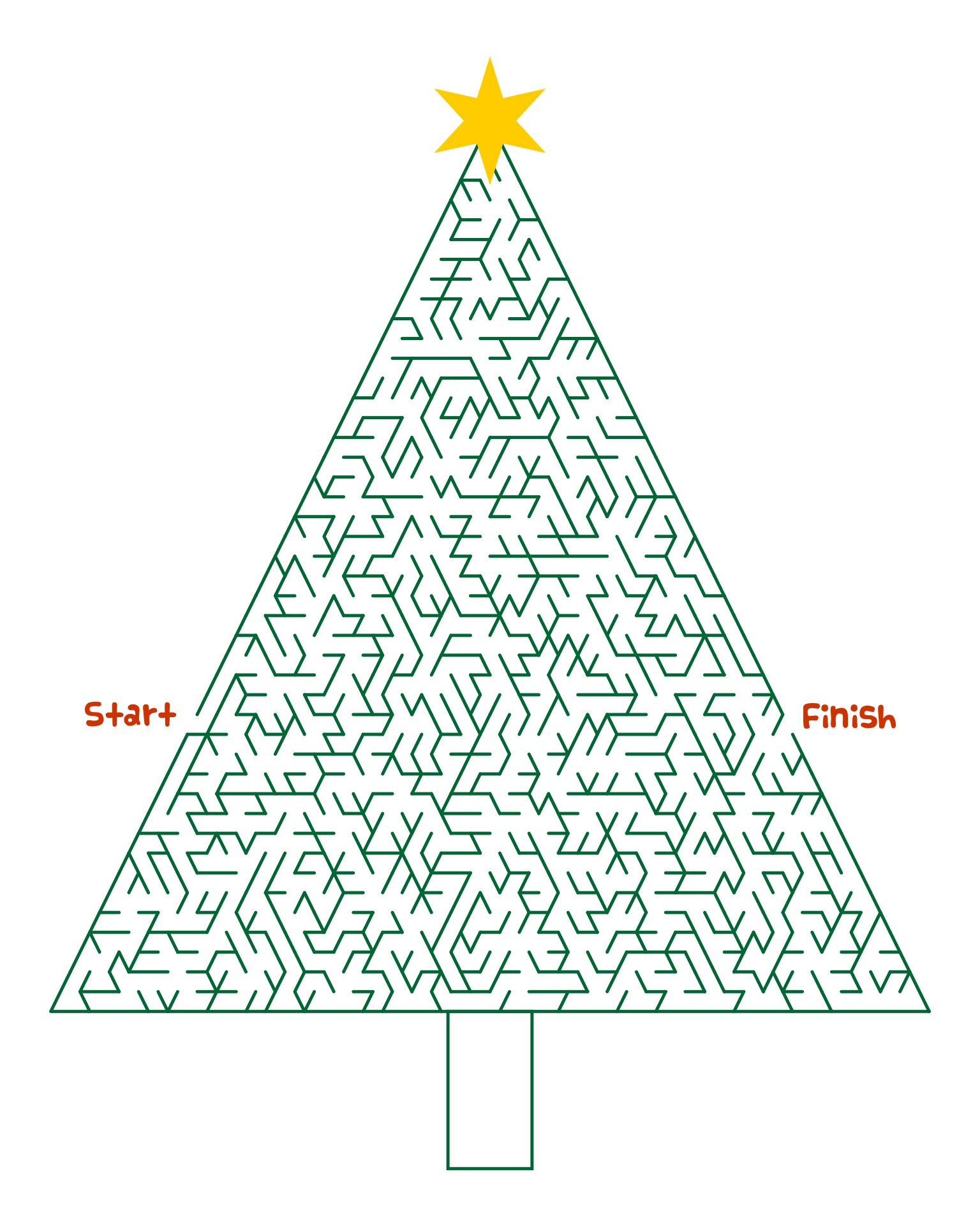 Christmas Tree Maze Hard Printable